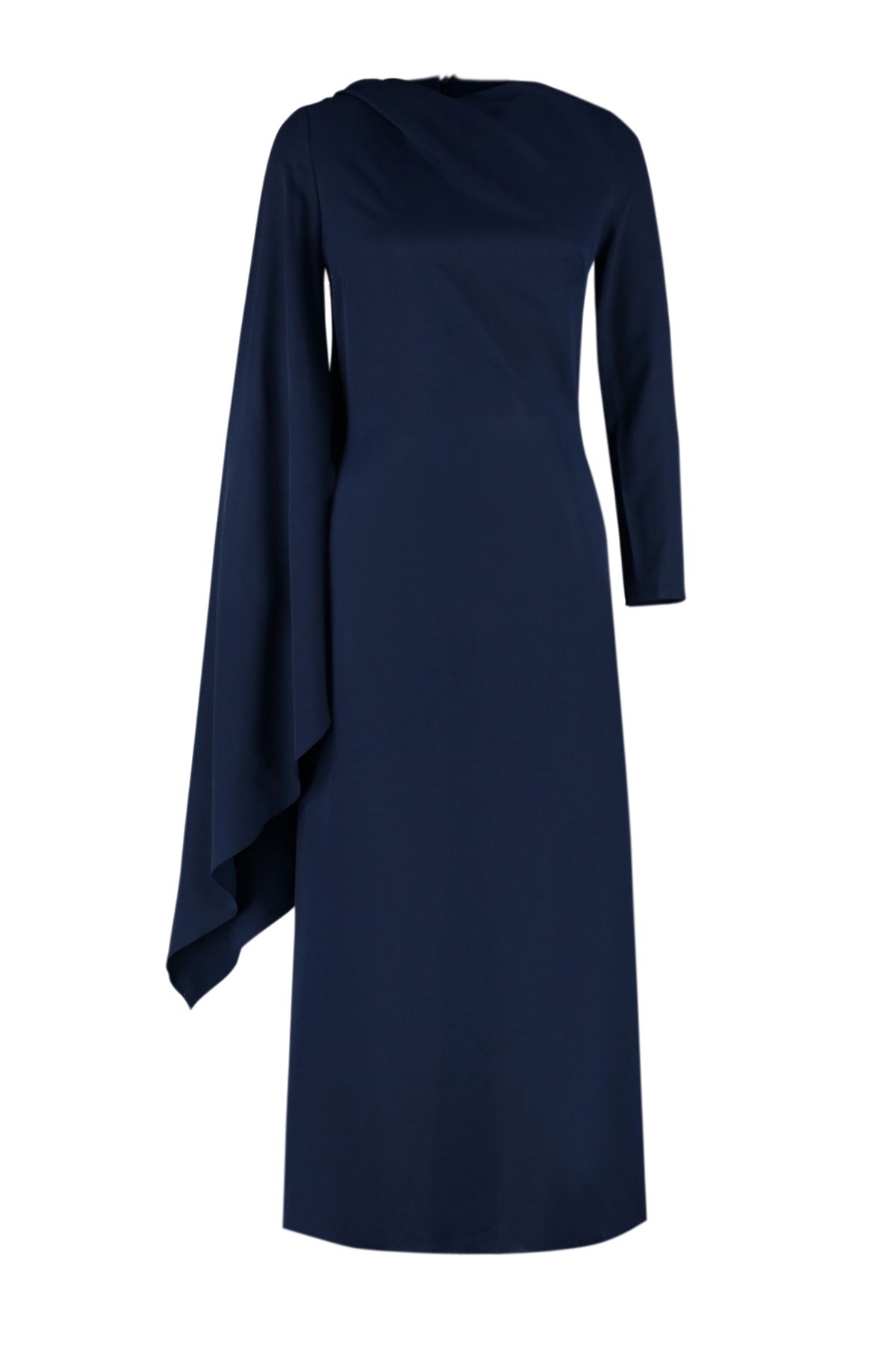 Trendyol Modest-Marineblaues, ungefüttertes Abendkleid mit Wickeldetail TCTSS24DB00036 7