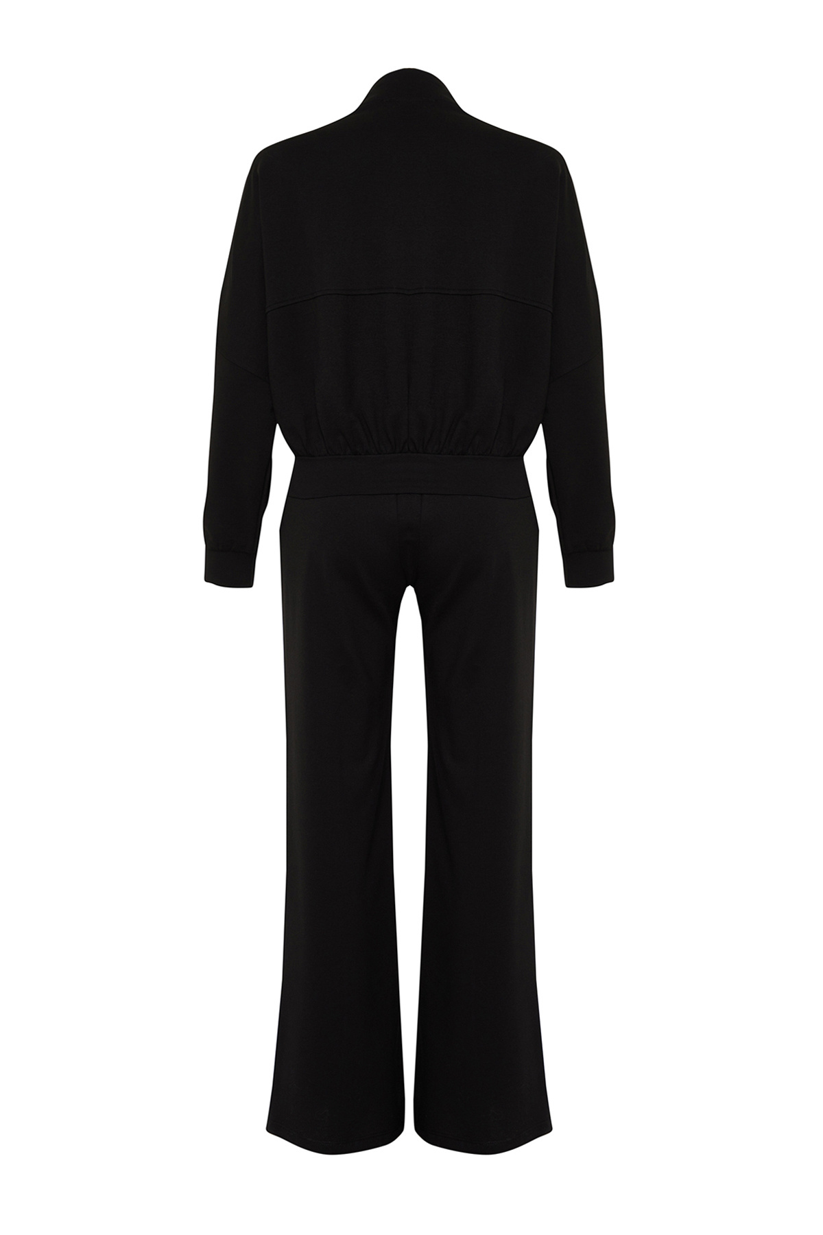 Trendyolmilla  Siyah Nervürlü Fermuarlı Dik Yaka Örme Sweatshirt/Pantolon Alt-Üst Takım TWOSS24AU00119 - Görsel 8