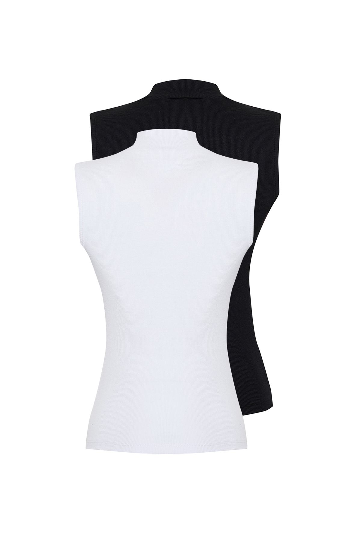 Trendyol Collection-Schwarz-weiße 2er-Pack taillierte, körperbetonte, flexible Strickbluse TWOSS24BZ00407 7