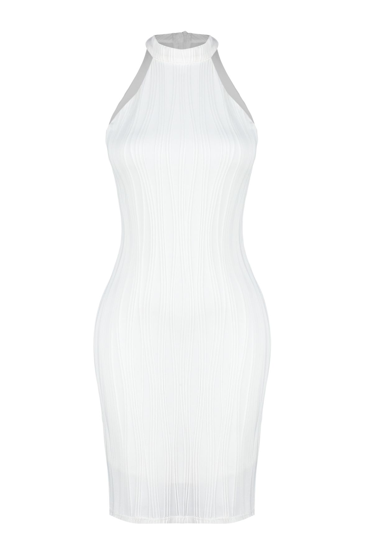 Trendyol Collection-Flexible and Halter Collar White Mini Bodycon Dress - TWOSS24EL00472 7