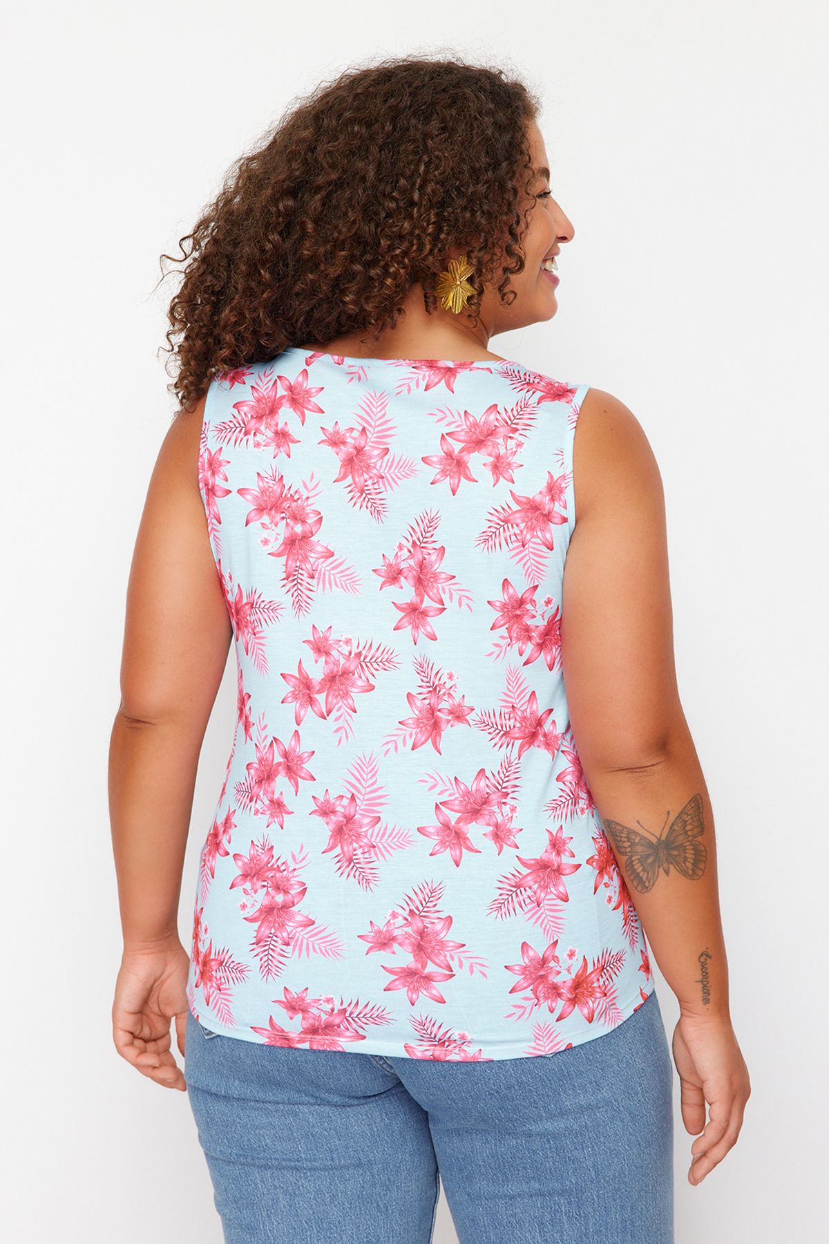 Trendyol Curve-Πολύχρωμη Μπλούζα Πλεκτή Μονό Ζέρσεϊ Plus Size 6