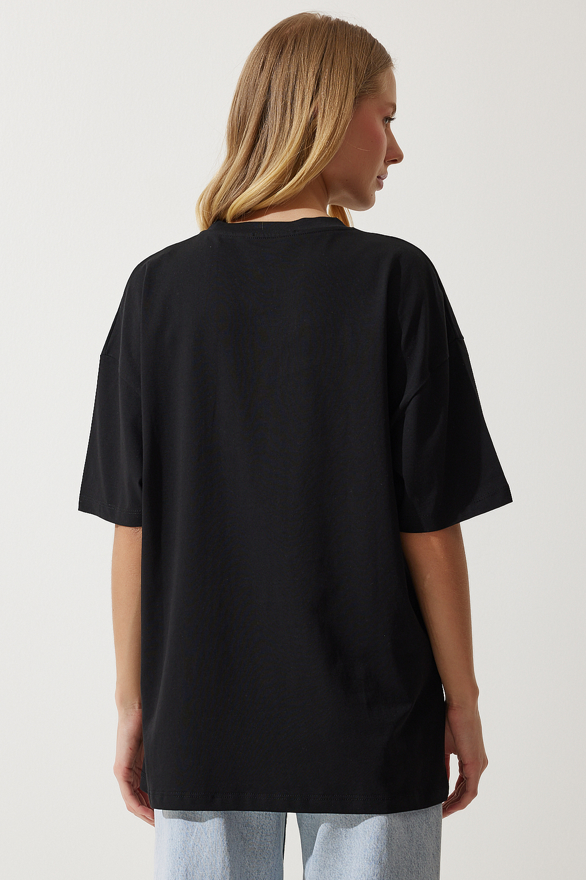 TMY Çağla Deforme Printed Text O Neck Oversize Women's T-Shirt - 97139 - Orsha