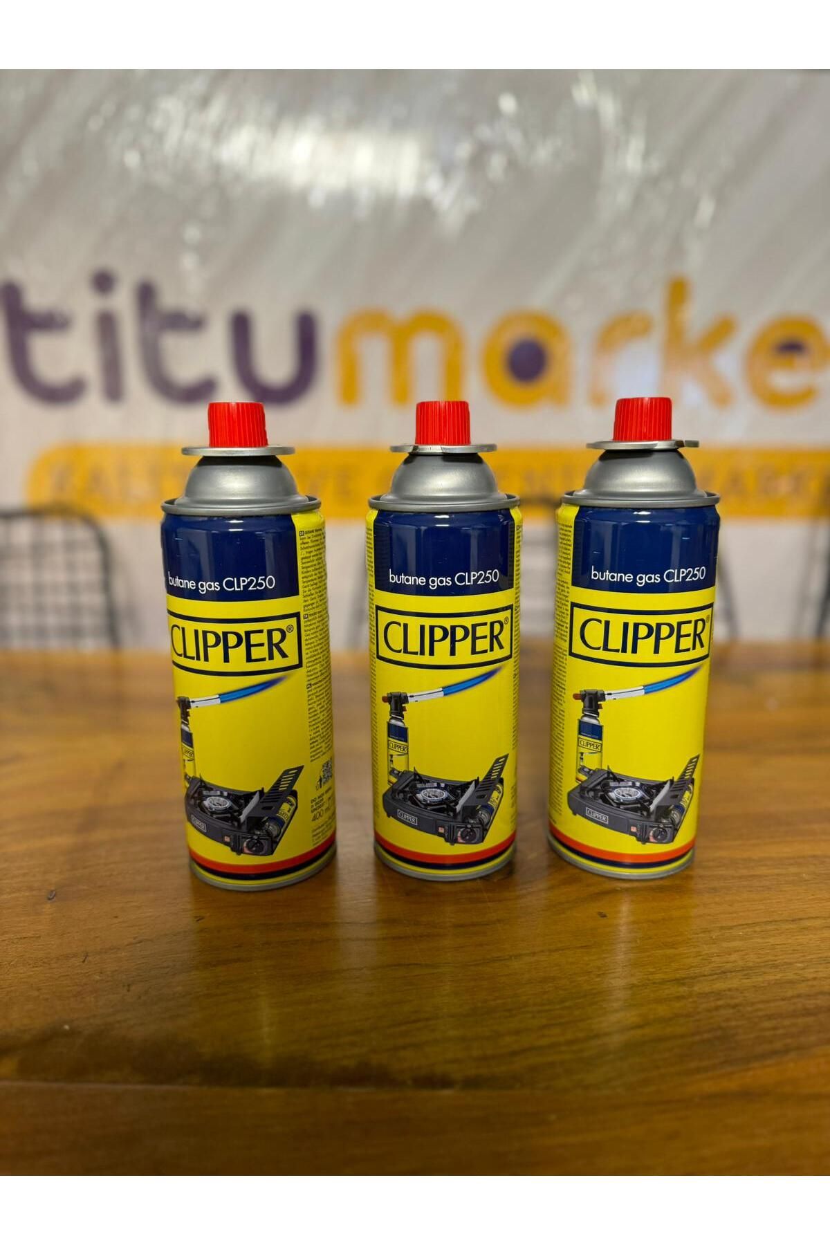Clipper Ocak Çakmağı 400 ML Buton Gazı CLP250 - Taşınabilir Ocak Tüpü 3 adet