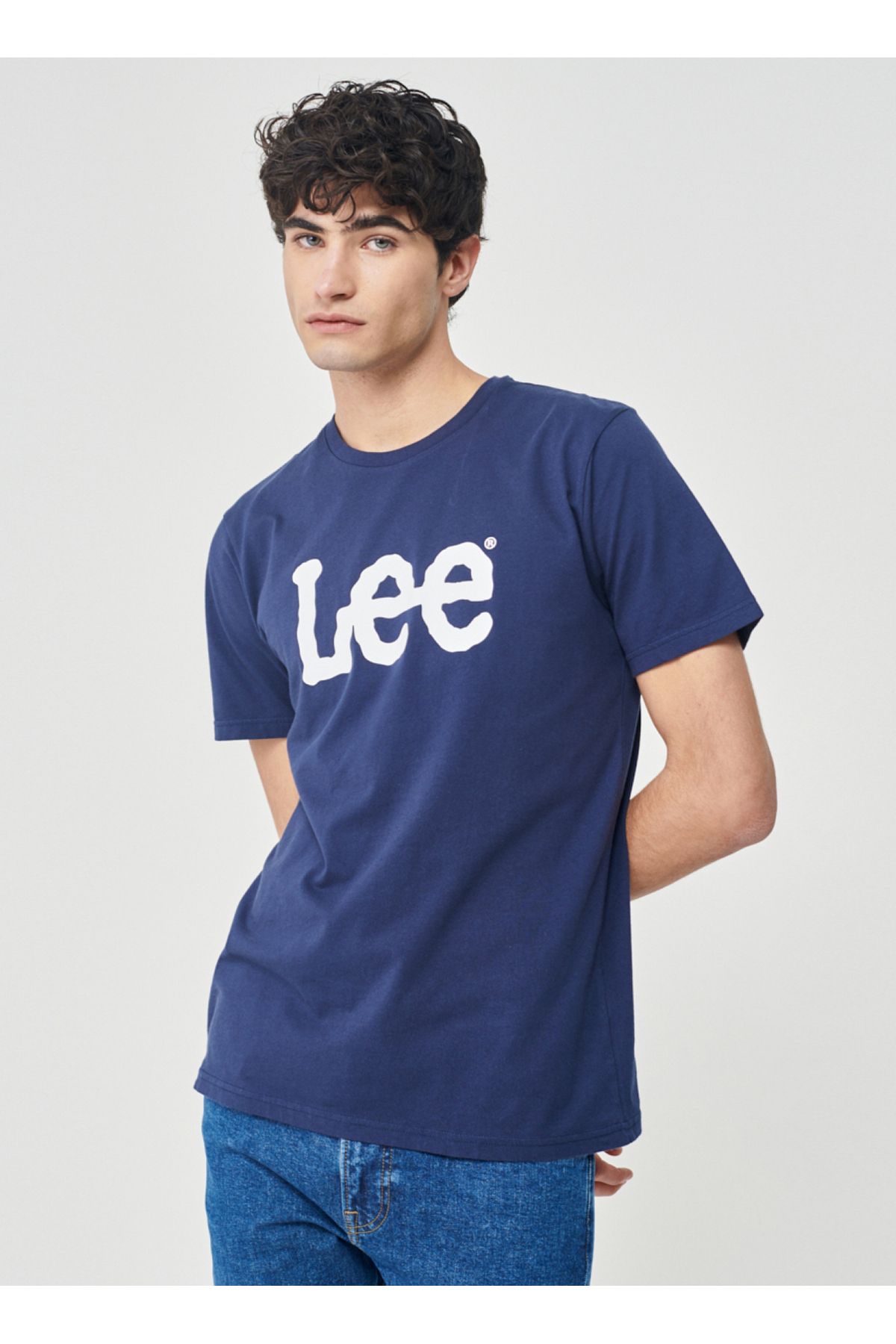 تی شرت آبی مردانه Yaka Navy Blue L65QAIEEE LOGO Lee