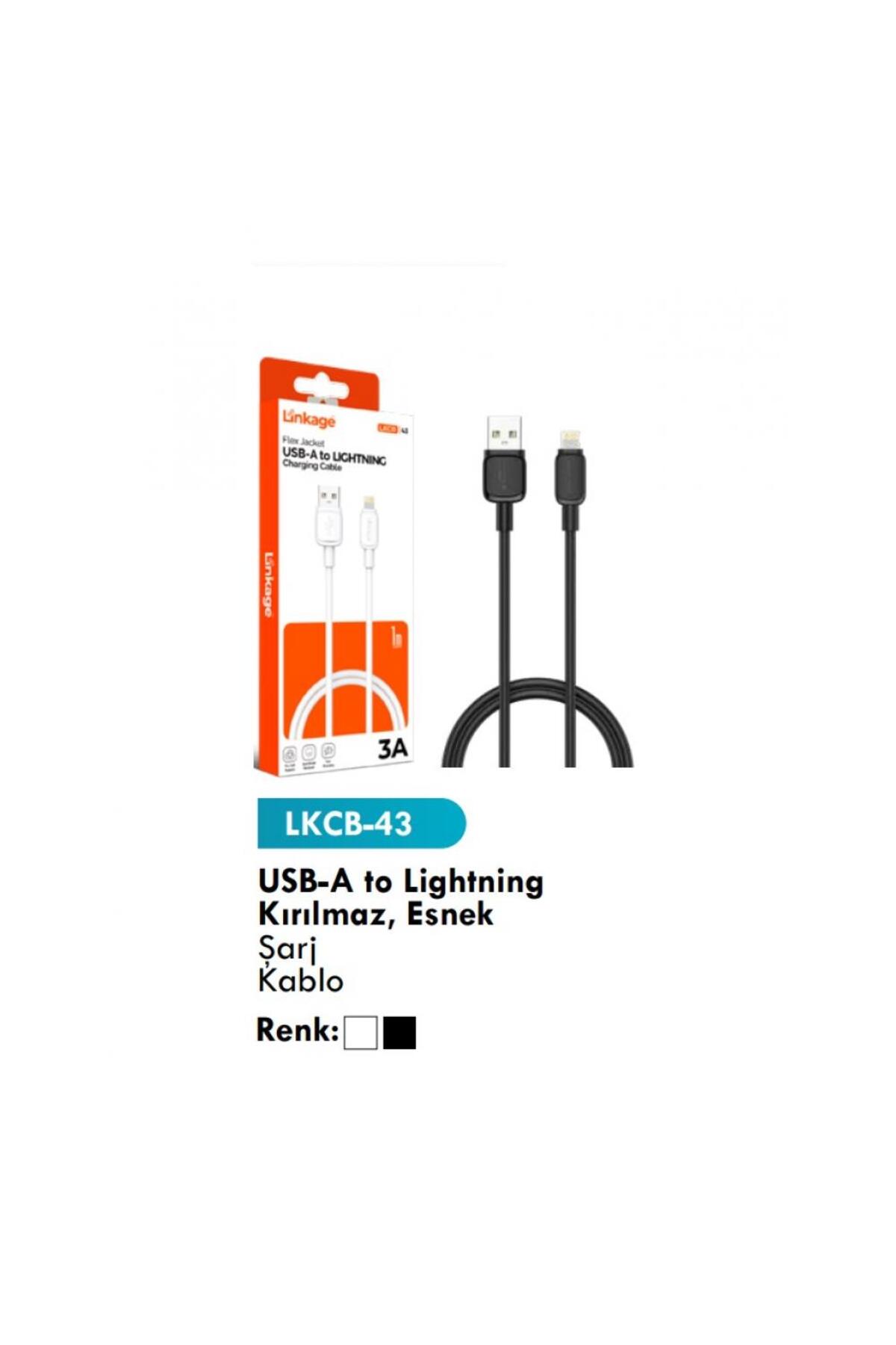 Şarj Kablosu Usb-A to Lightning Kırılmaz Esnek Şarj Kablo Lkcb-43