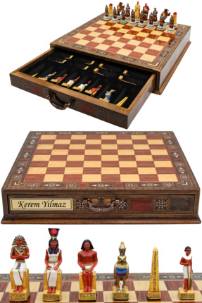 Cooper Chess Premium Büyük El Yapımı Çekmeceli Ceviz Satranç Takımı – Mısır K...
