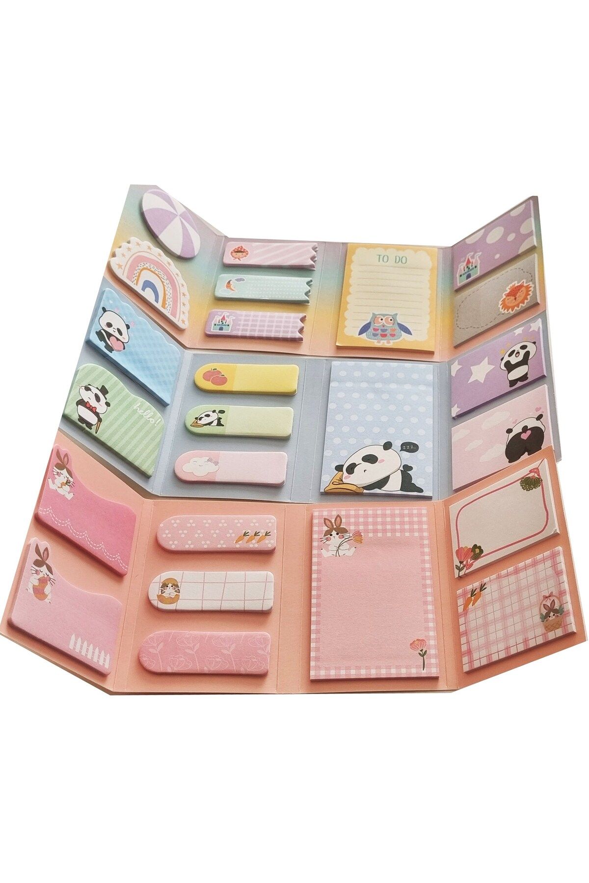 Modellino-Panda Owl Rabbit Kraf 3-Piece Adhesive Note Paper Set 8 Different Patterns 8x20 Pieces x 3 (480 Sheets) 4