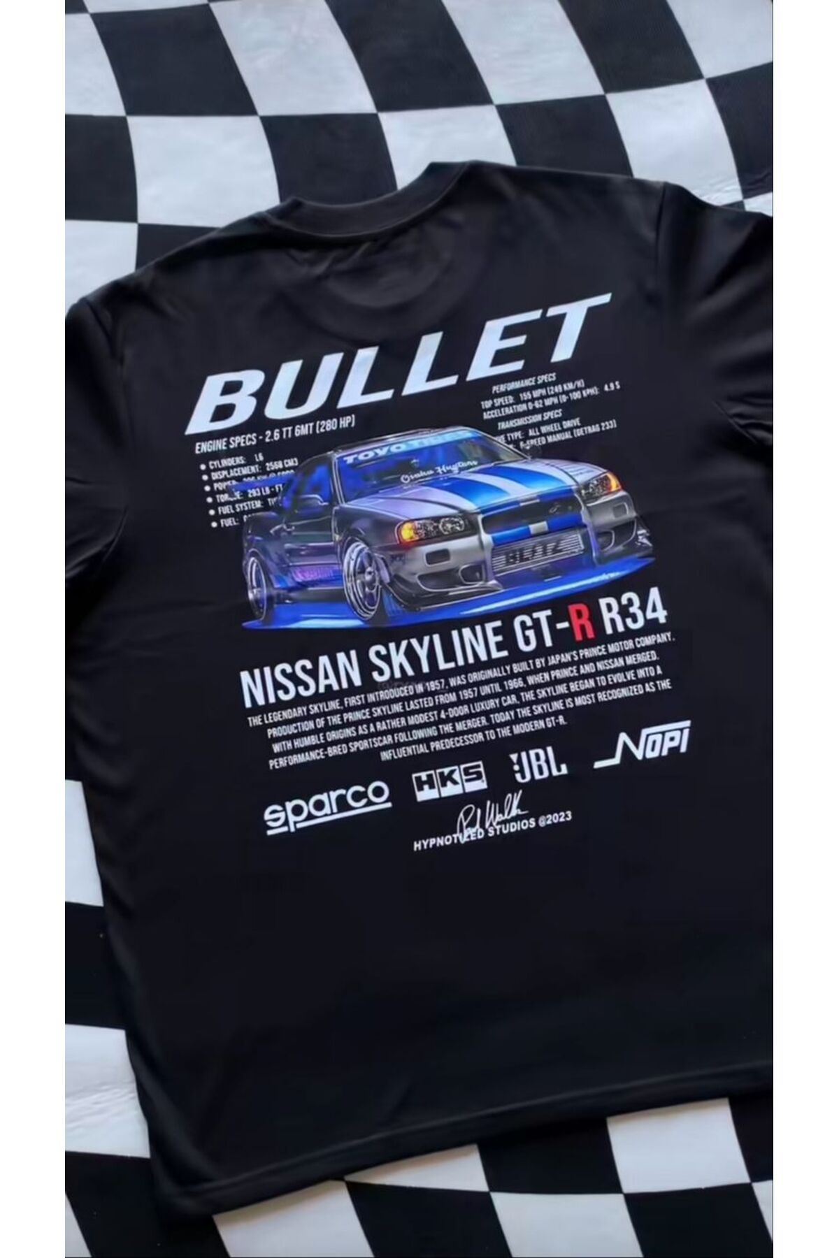 AMMA Tricou Unisex Bullet Suki Fast And Furious Nissan Honda Cu Mânecă Scurtă Imprimat 100% Bumbac Unisex - L