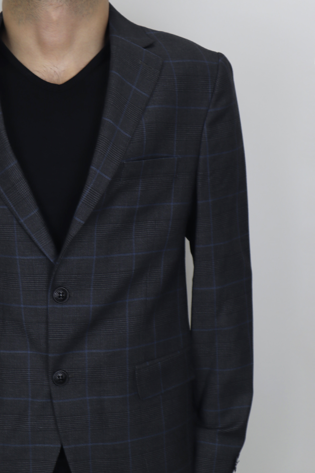 MODA MEN-سترة Fistan Store للرجال ذات قصة كلاسيكية ذات مربعات بنية وأزرار مزدوجة ومقاس كبير 2