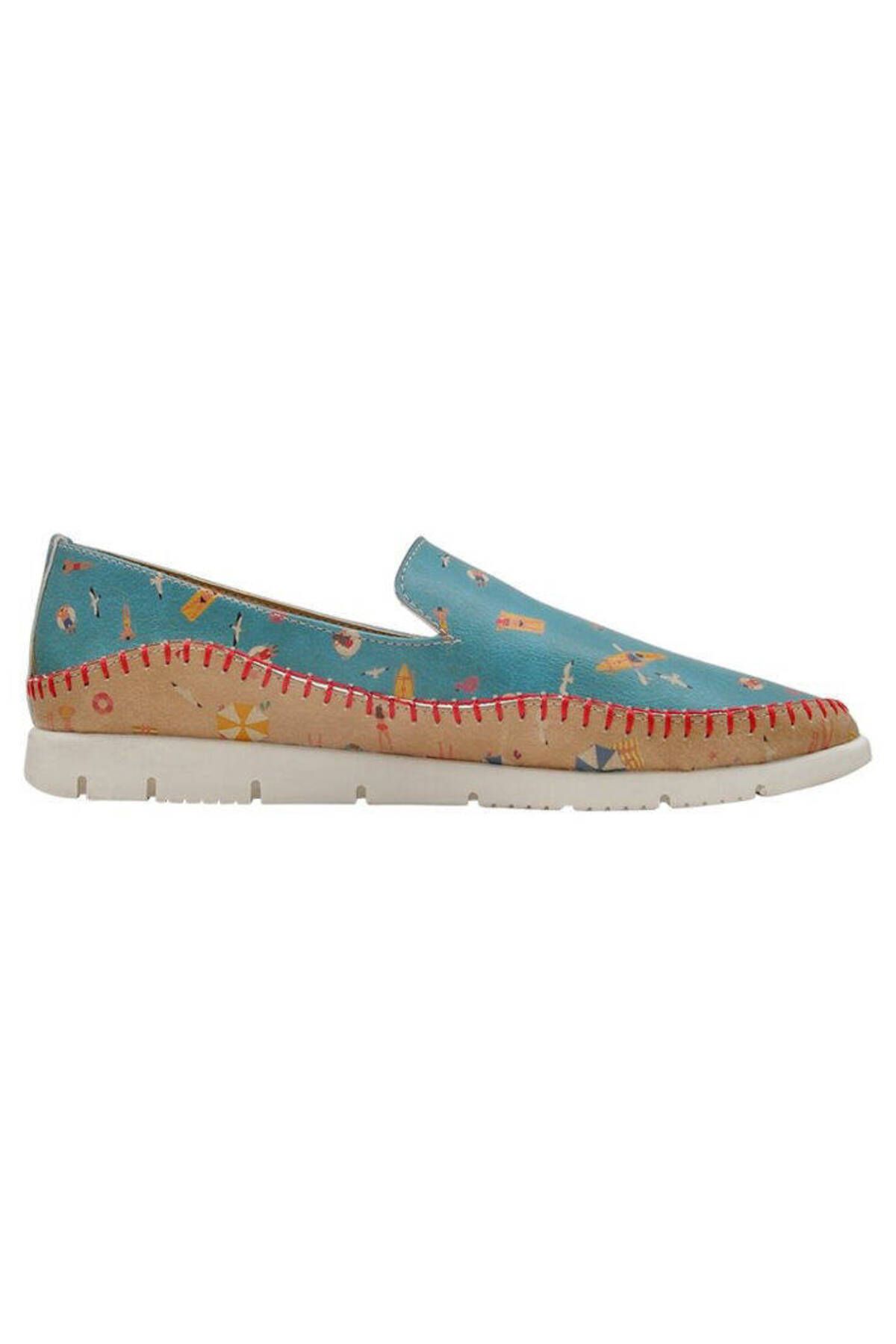 Dogo-Women's Vegan Leather Blue Casual Shoes - Beach Design 4