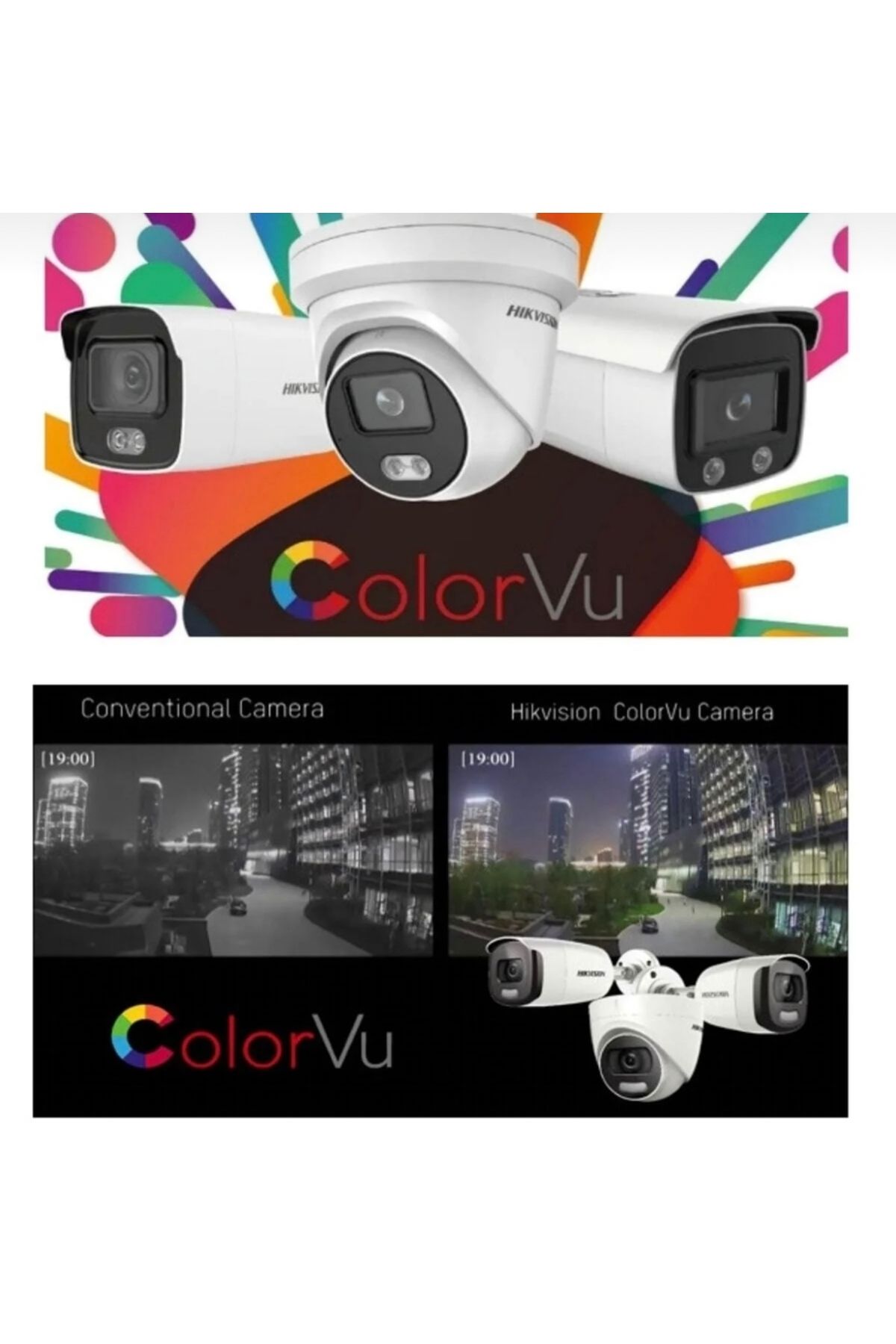 Hikvision 4 Kameralı Colorvu Gece Karanlıkta Renkli Hazır Set 500GB