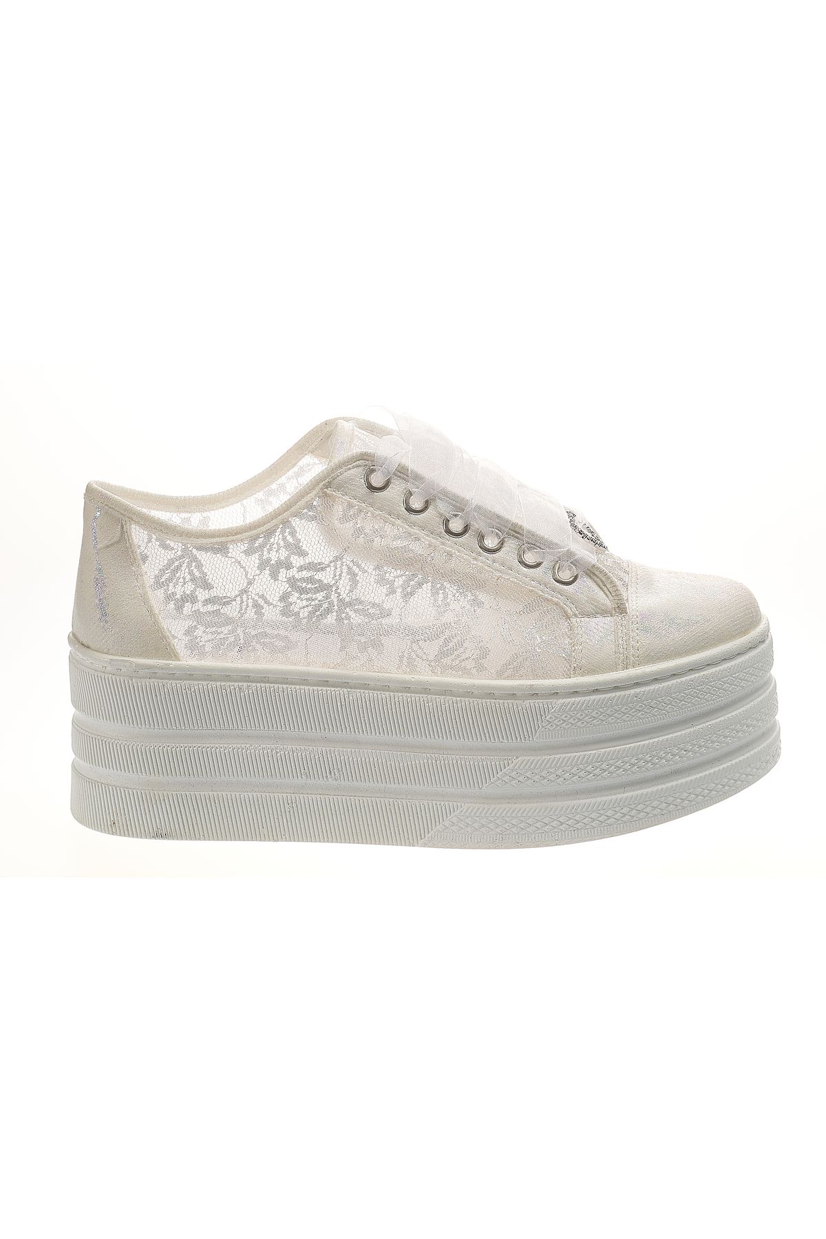 Ayakkabı Tutkusu Stilo Pantofi De Mireasa Dantela Ivory 7cm Dantela Platforma Plata Comoda Femeie - 38