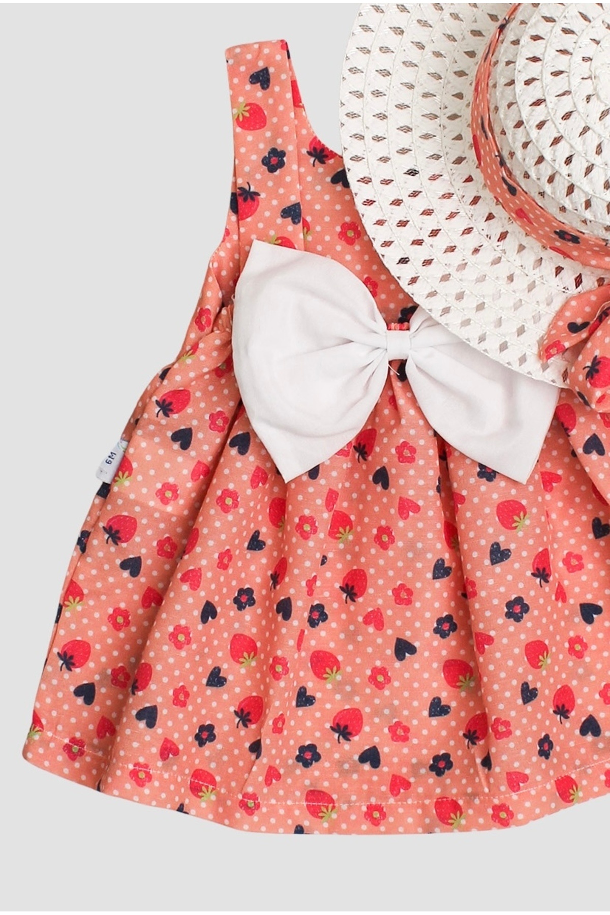 Chicsy Baby Desenli Fiyonklu Şapkalı Kız Bebek Elbisesi fotoğrafı 2 (önizleme)
