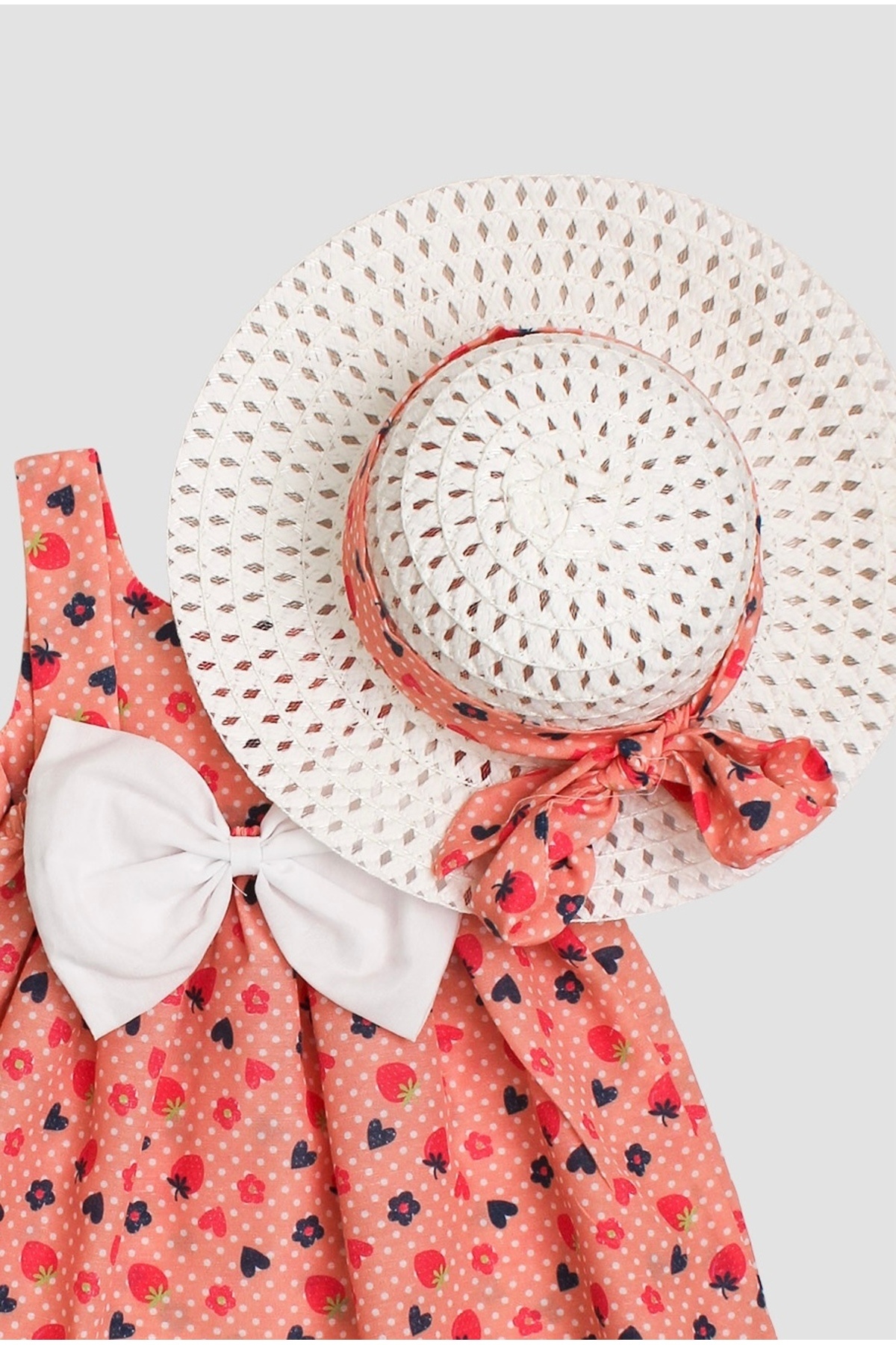 Chicsy Baby Desenli Fiyonklu Şapkalı Kız Bebek Elbisesi fotoğrafı 3 (önizleme)