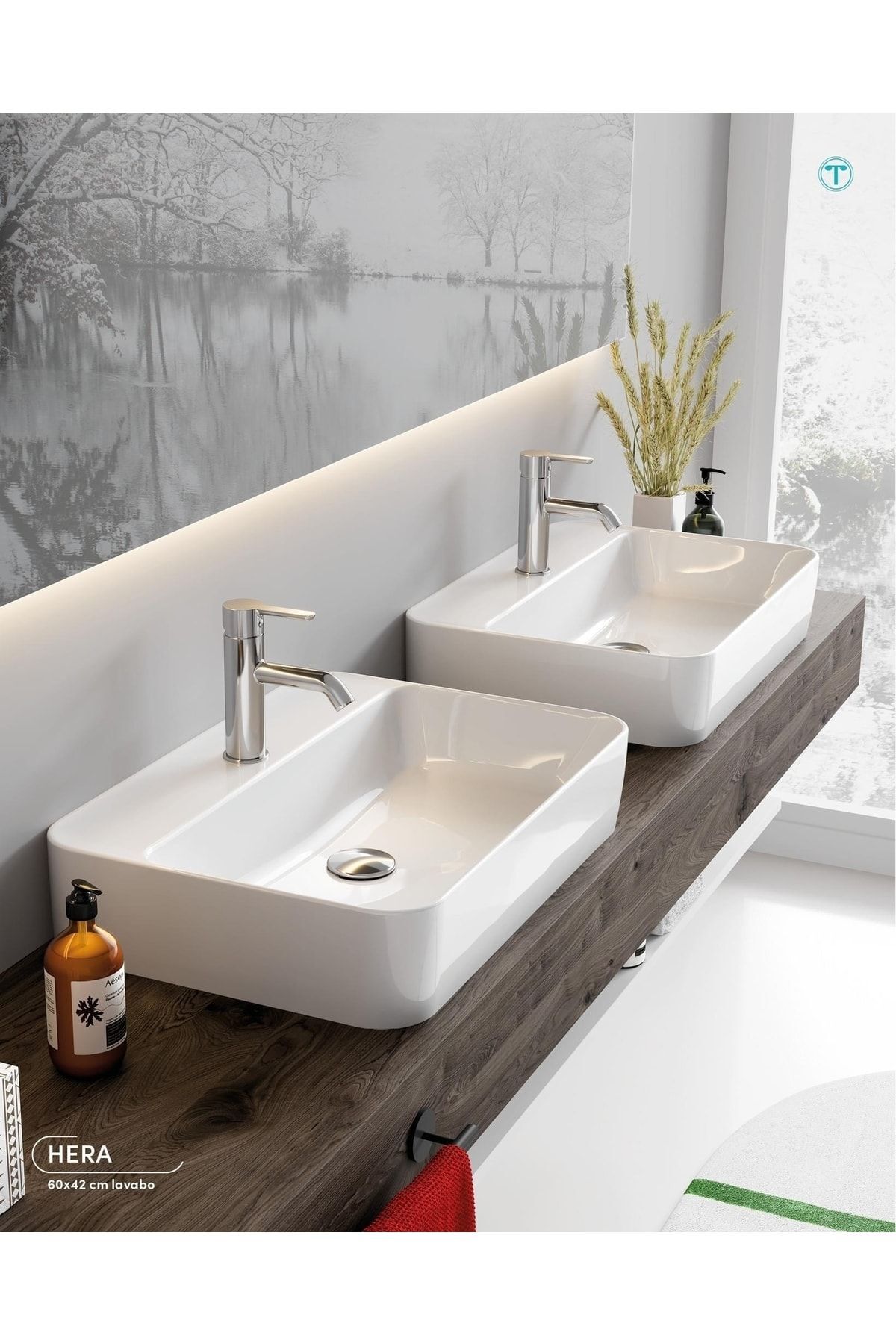 Turkuaz Cerastyle Hera 48 Cm Tezgah Üstü Çanak Lavabo