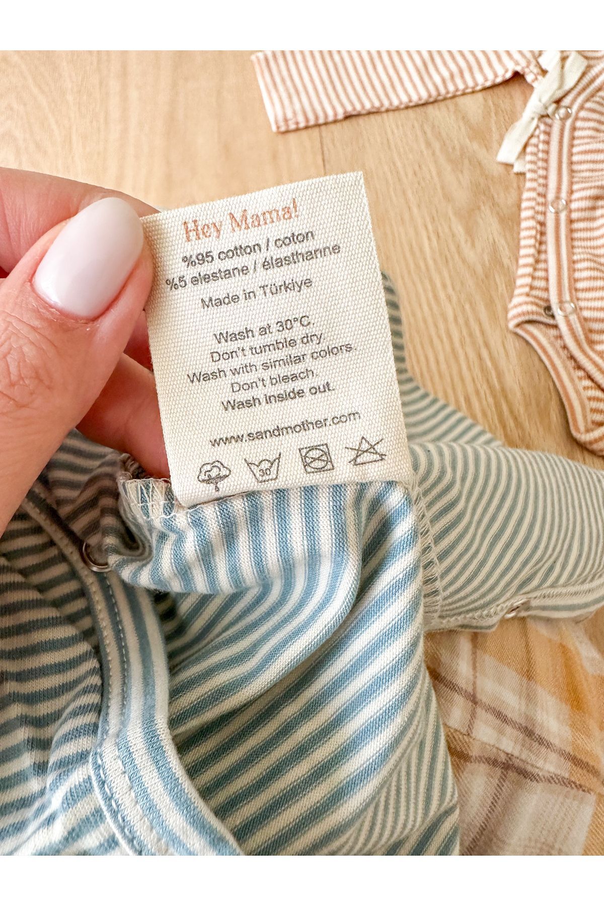 بادی نوزادی پسرانه – دخترانه سبز SAND MOTHER | 11050SS24 اورجینال - تصویر 6