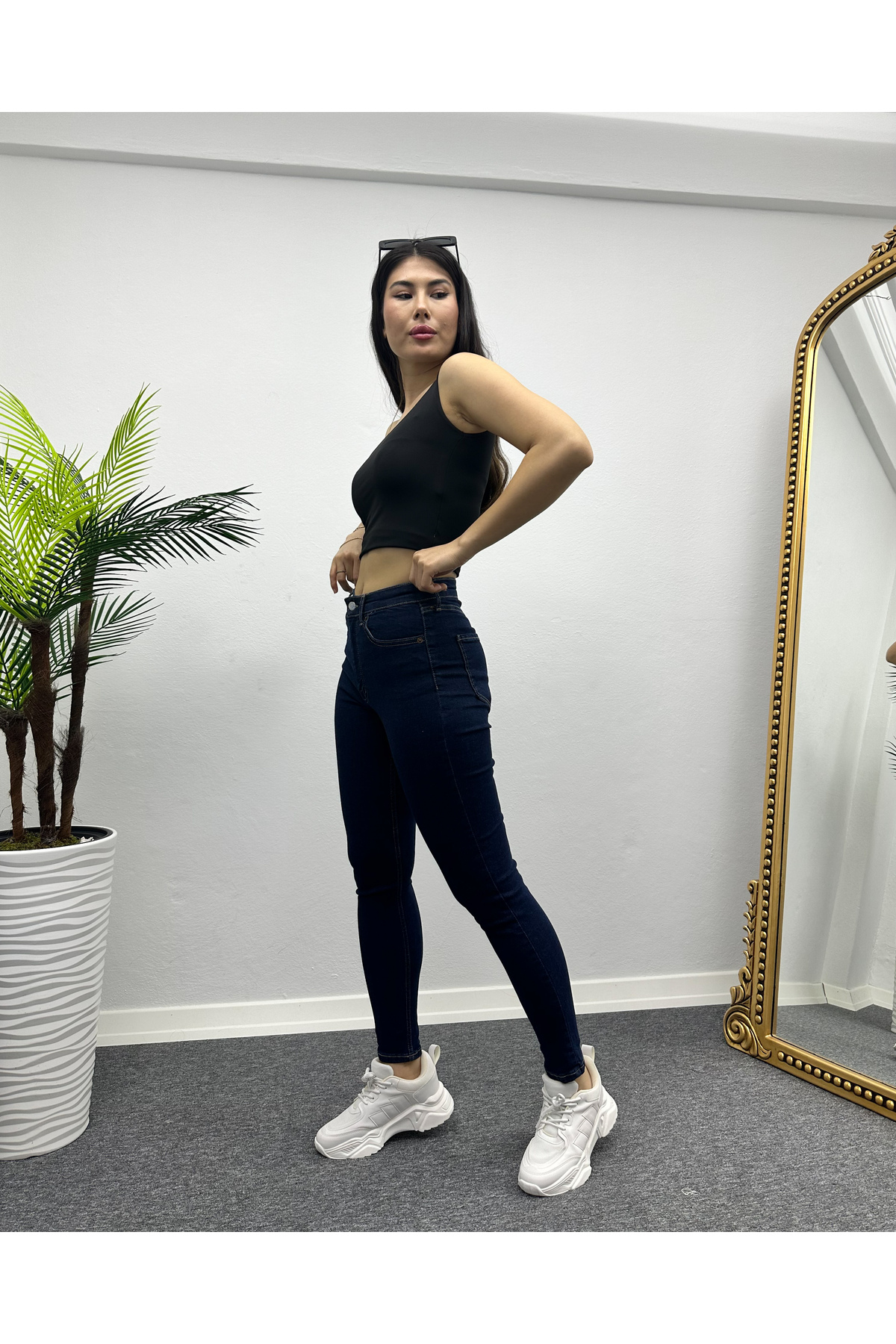 Kadın Lacivert Yüksel Bel Skinny Fit Jean Pantolon