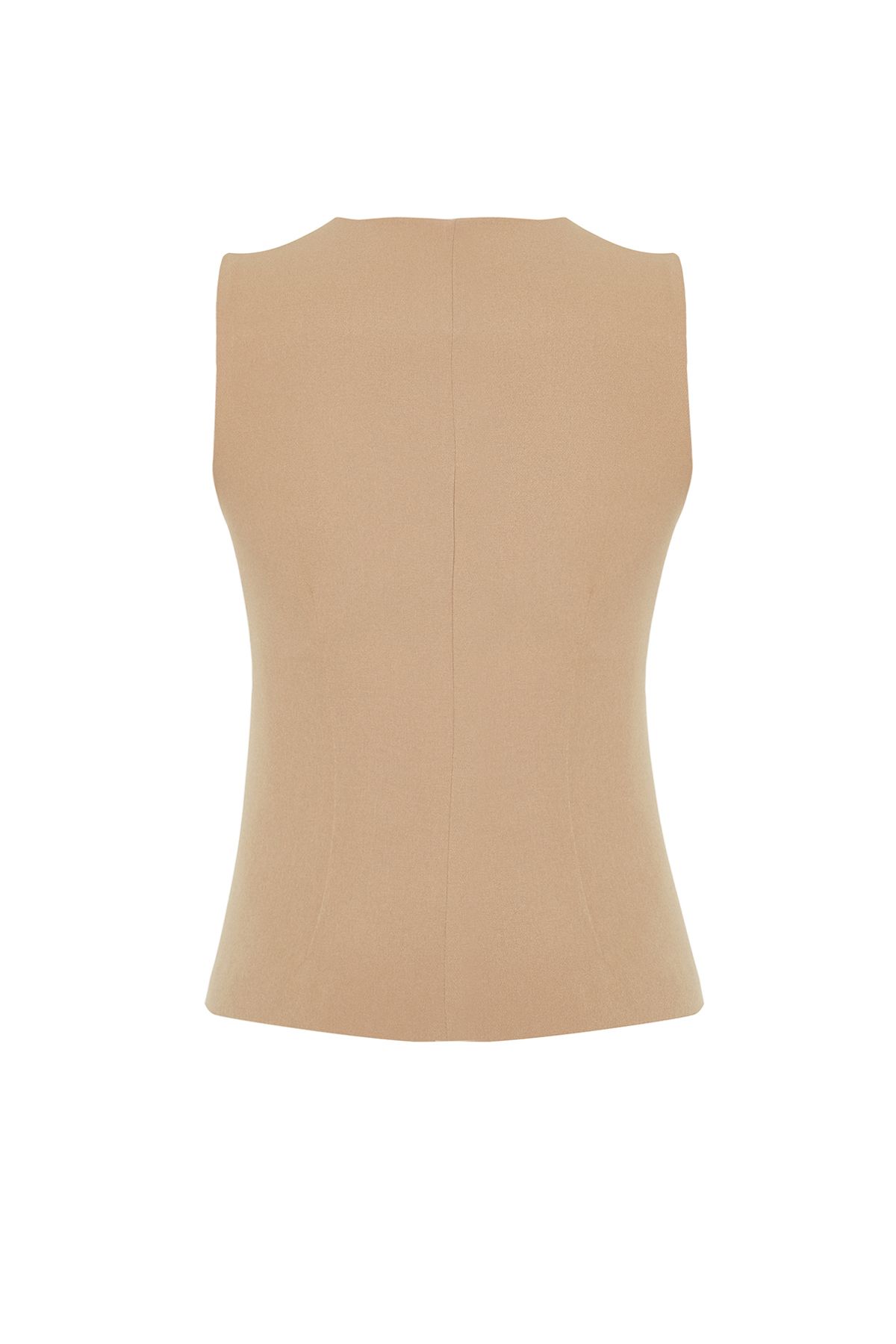Trendyol Collection-Mink Regular Buttoned Woven Vest TWOSS24YE00007 8