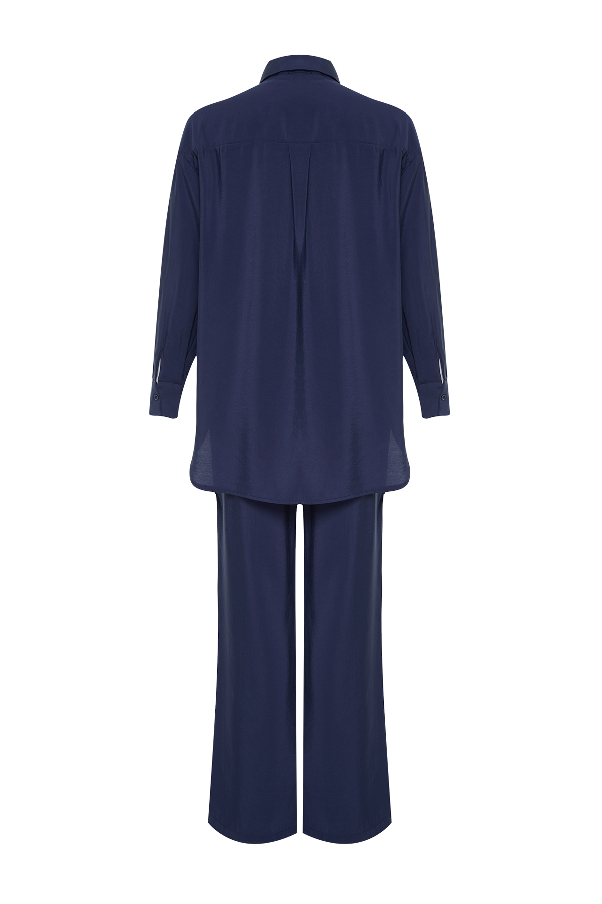 Trendyolmilla  Lacivert Modal Karışımlı Dokuma Gömlek-Pantolon Takım TWOSS24AU00018 - Görsel 8