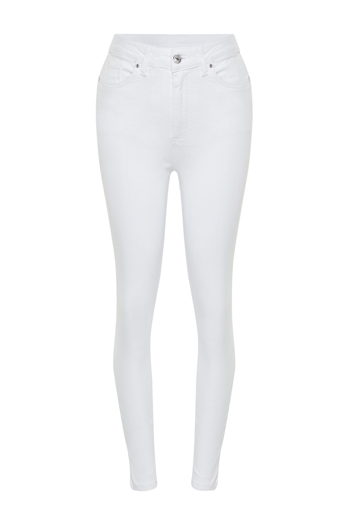 Trendyol Collection-Weiße Skinny Jeans mit hoher Taille TWOSS24JE00266 7