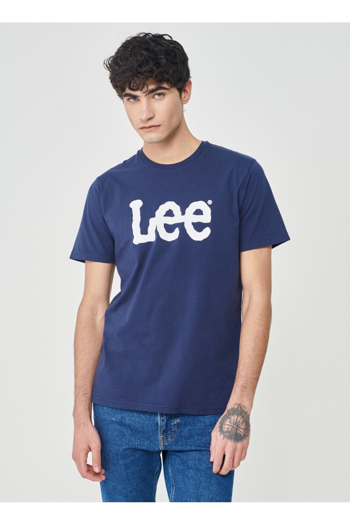 تی شرت آبی مردانه Yaka Navy Blue L65QAIEEE LOGO Lee