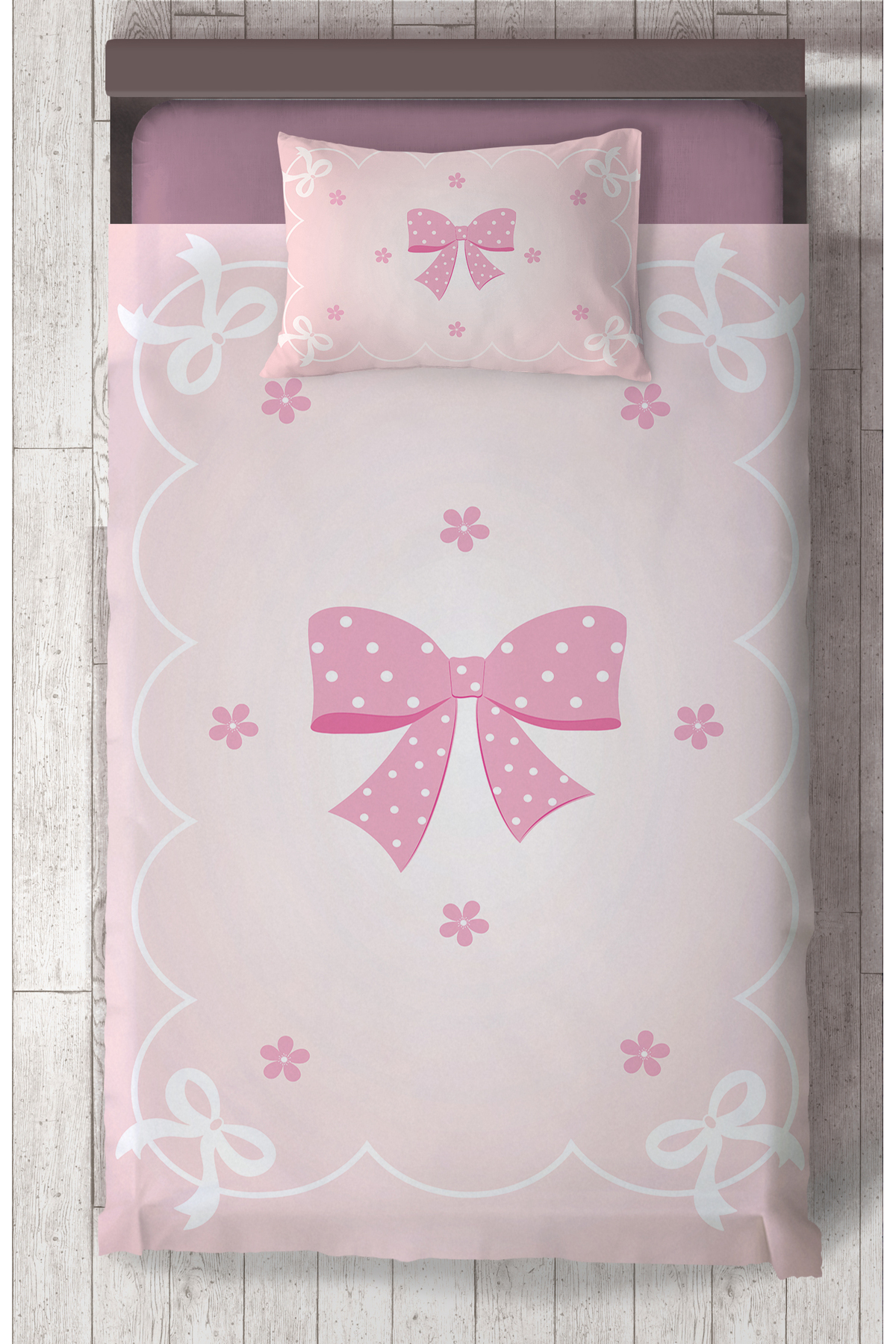 BABY and CHILDREN 'S ROOM Pink Ribbon and Star Patterned Bedspread