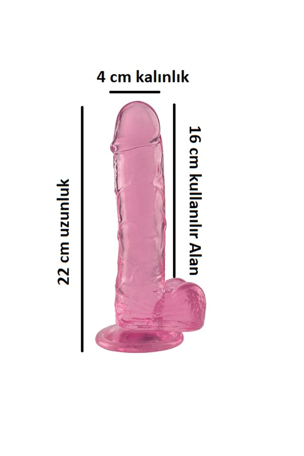 Realistik Pembe Penis 20 Cm Uzunluk Dildo Penis Strapon Hediyeli 2