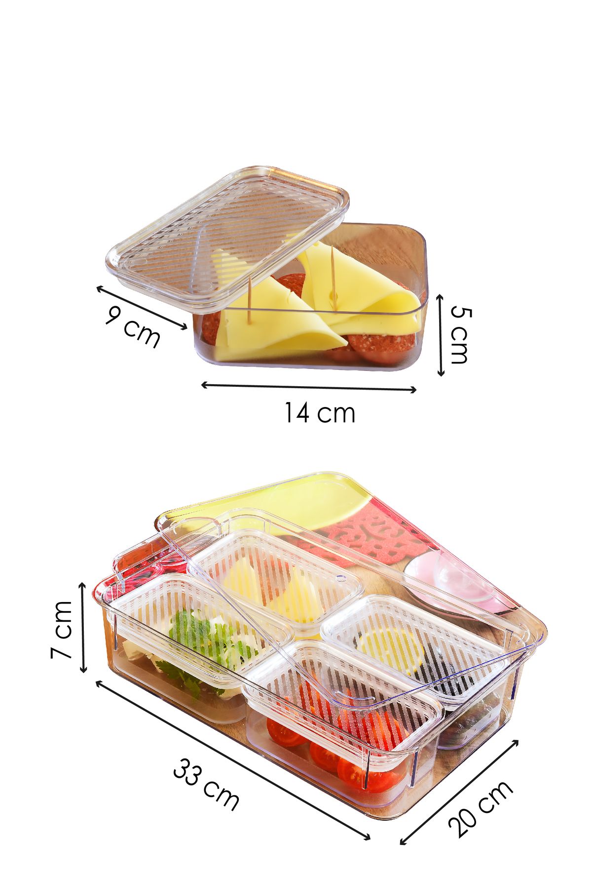 Vienev-5-Compartment Multi-Purpose Transparent Storage Container Set with Lid 5