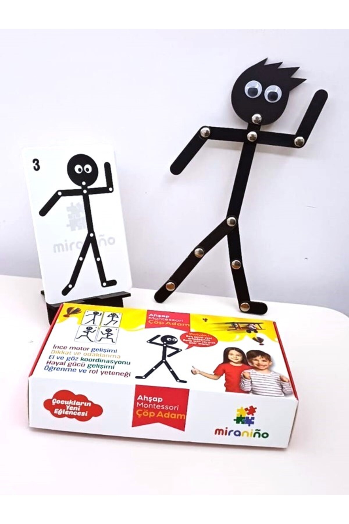 miranino Karizmatik Ahşap Eğitici Montessori Kartlı Çöp Adam Kutu Oyuncağı fotoğrafı 3 (önizleme)