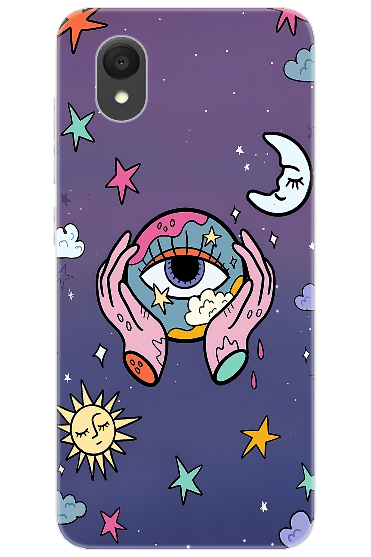 Alcatel 1 2021 (5033F) Compatible Sheath Pattern Printed Silicone World Eye NGO:668 CP-K1FxrTv