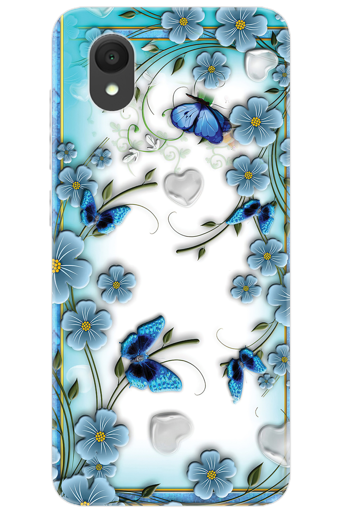 Alcatel 1 2021 (5033F) Compatible Sheath Pattern Printed Silicone Flowers and Butterflies NGO:547 CP-i4V3I1N