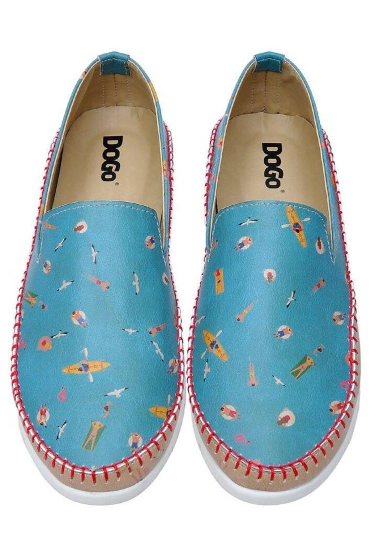Dogo-Women's Vegan Leather Blue Casual Shoes - Beach Design 3