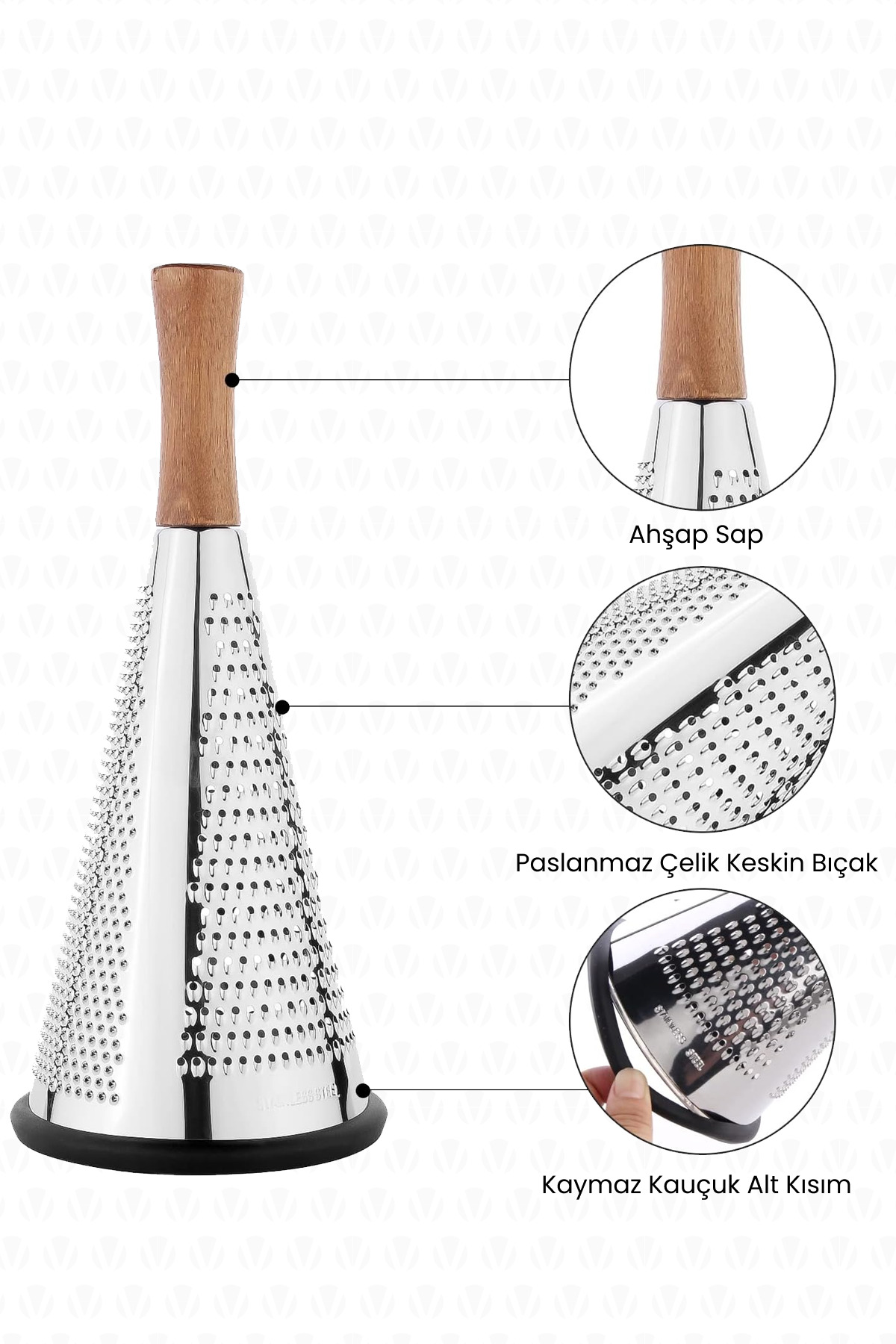 valletta Nicoya 3 Yönlü Kaydırmaz Kauçuk Taban Paslanmaz Çelik Rende İnox