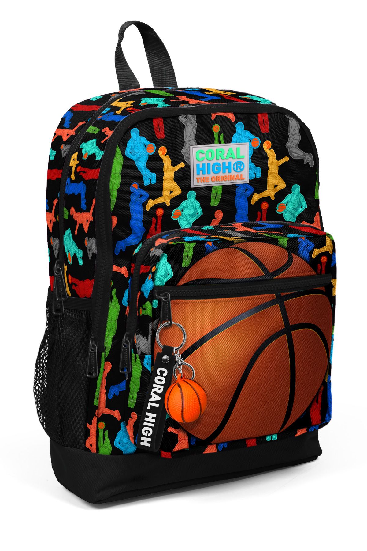 Coral High Kids Black Basketball Ball Patterned Four Compartment School Backpack 23471 Trendyol