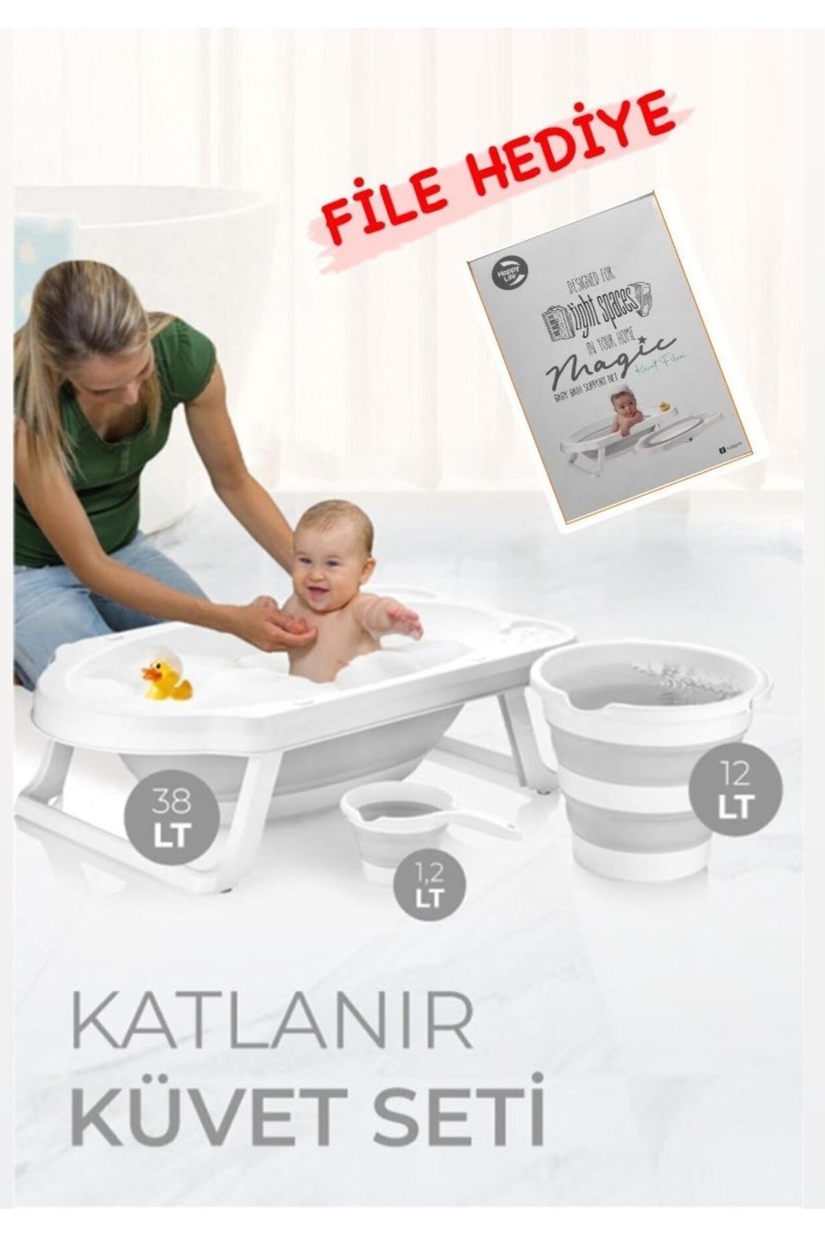 YOGH Bebek Banyo SETİ Katlanır Küvet Seti Bebek Banyo Takımı FİLELİ Katlanabilir Küvet SET 6 parça fotoğrafı 2 (önizleme)