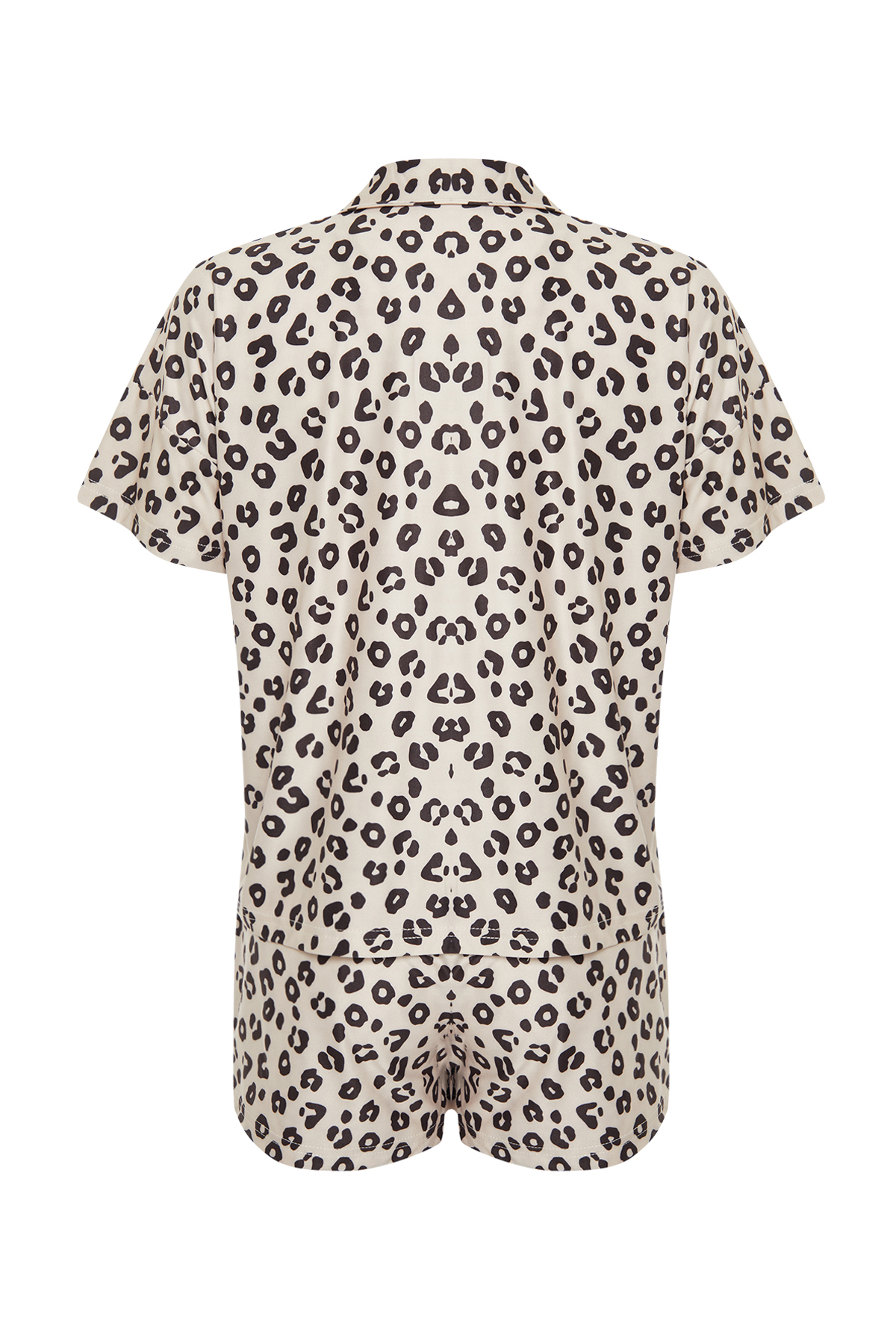 Trendyolmilla  Bej-Çok Renkli Leopar Desenli Şortlu Örme Pijama Takımı THMSS24PT00285 - Görsel 8