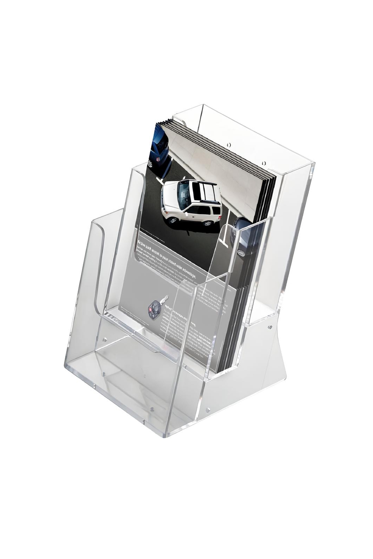 ÖzgürceSeç 3 Katlı Masaüstü Cep Akrilik Evrak Rafı Broşürlük A5 (15X21)