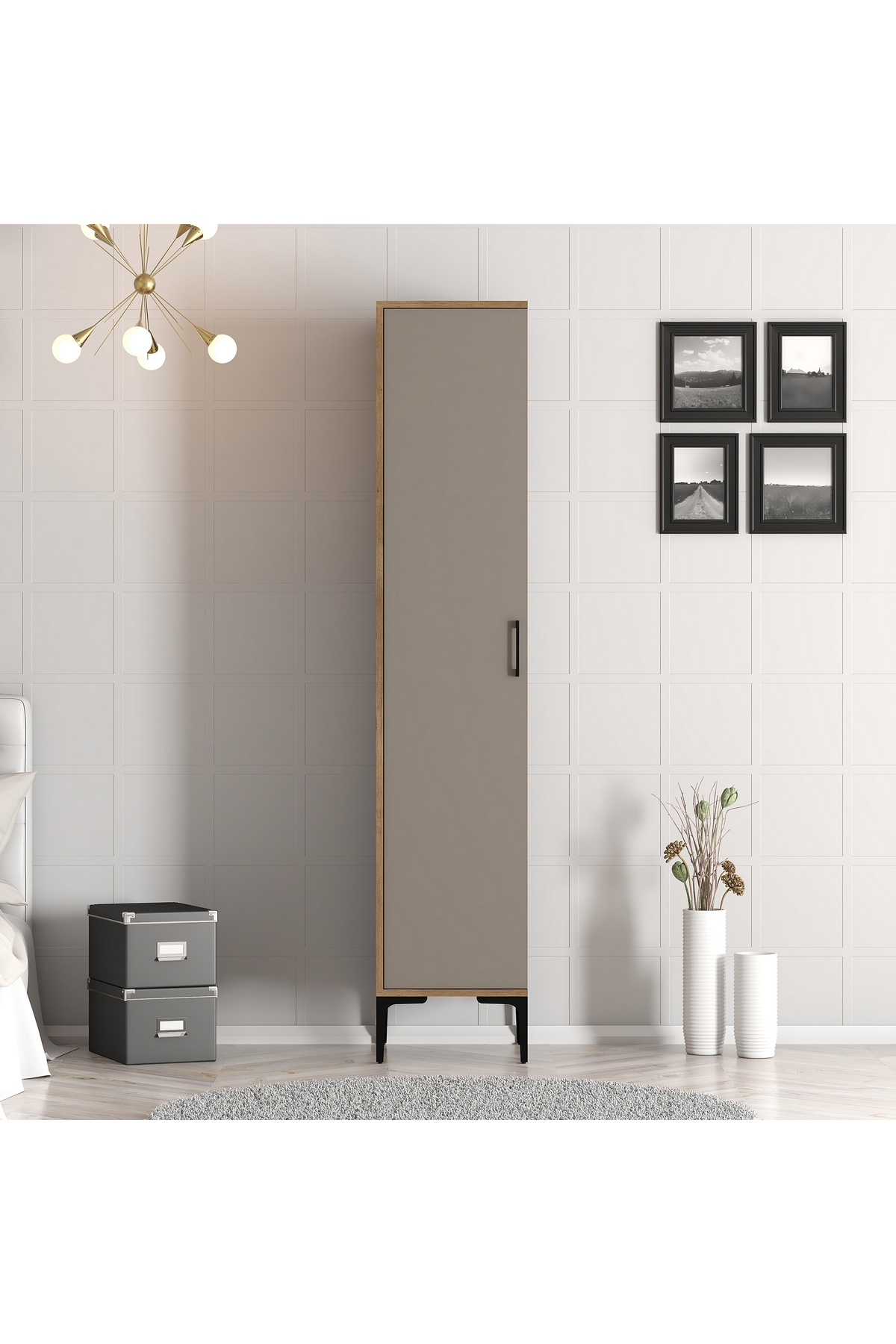 Beach 1 Door Wardrobe S - Walnut / Atlas