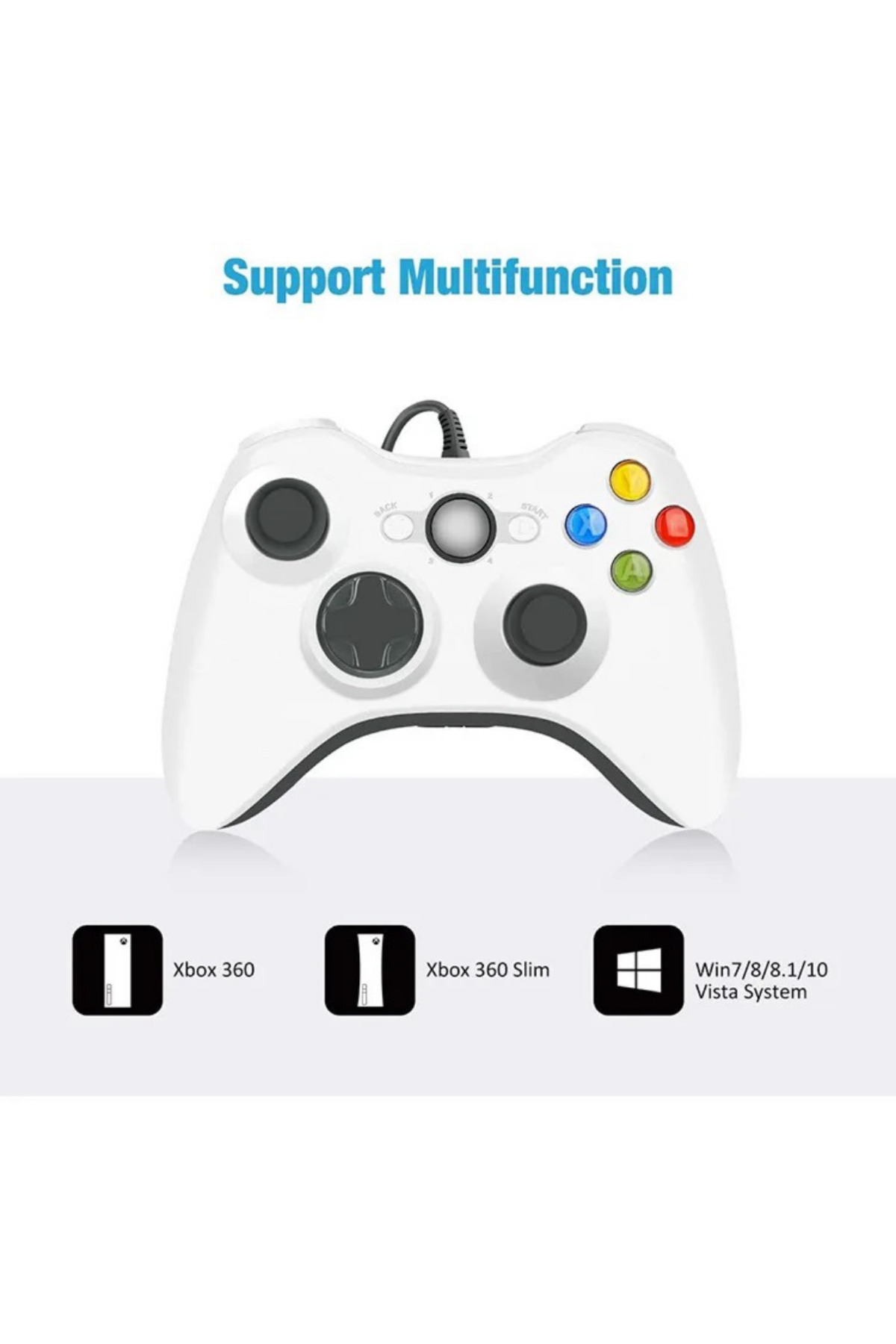 Xbox 360 Gamepad Joystick Kablolu Oyun Kolu Pc-360 Uyumlu Siyah 6