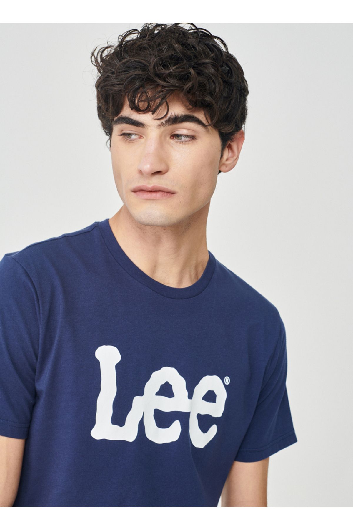تی شرت آبی مردانه Yaka Navy Blue L65QAIEEE LOGO Lee