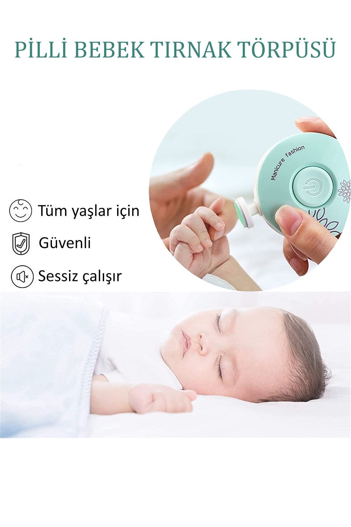 Factorial Tırnak Torpü Makinesi Yenidoğan Bebek Tırnak Törpüsü Pilli Çocuk Yetişkin Tırnak Makası Manikür Seti fotoğrafı 6 (önizleme)