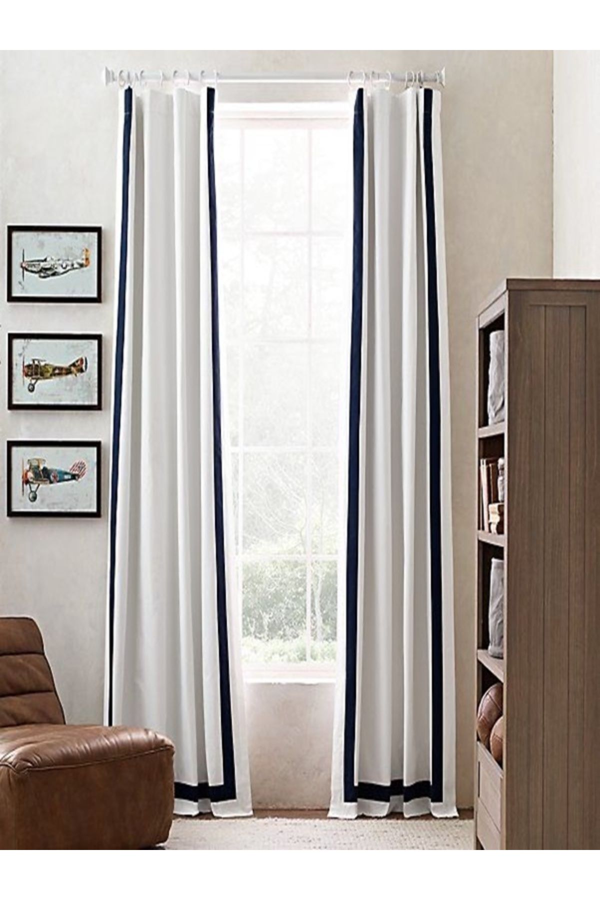 perastore-White Linen Modern Closure Background Curtain with Three Edges 2