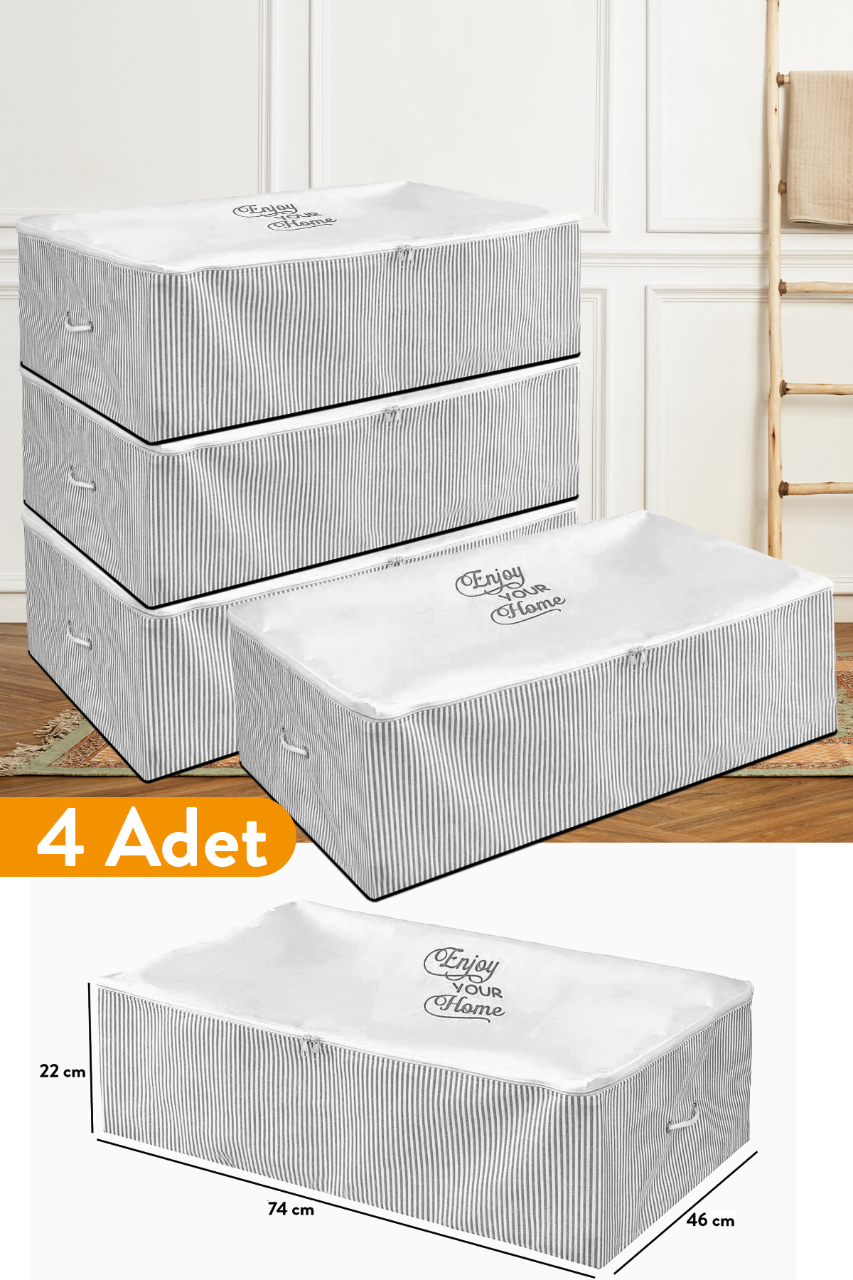 4 Pcs - Mega Size Base Bottom Gray Striped Hump 74 x 46 x 22 cm