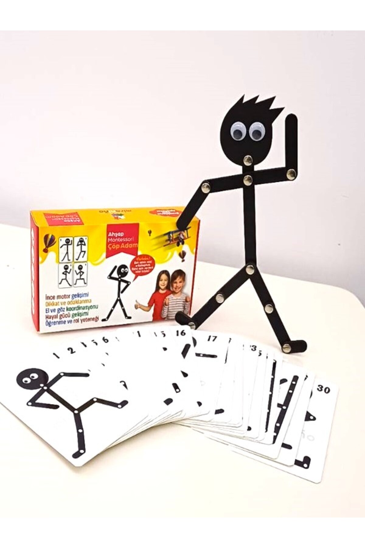 miranino Karizmatik Ahşap Eğitici Montessori Kartlı Çöp Adam Kutu Oyuncağı fotoğrafı 2 (önizleme)