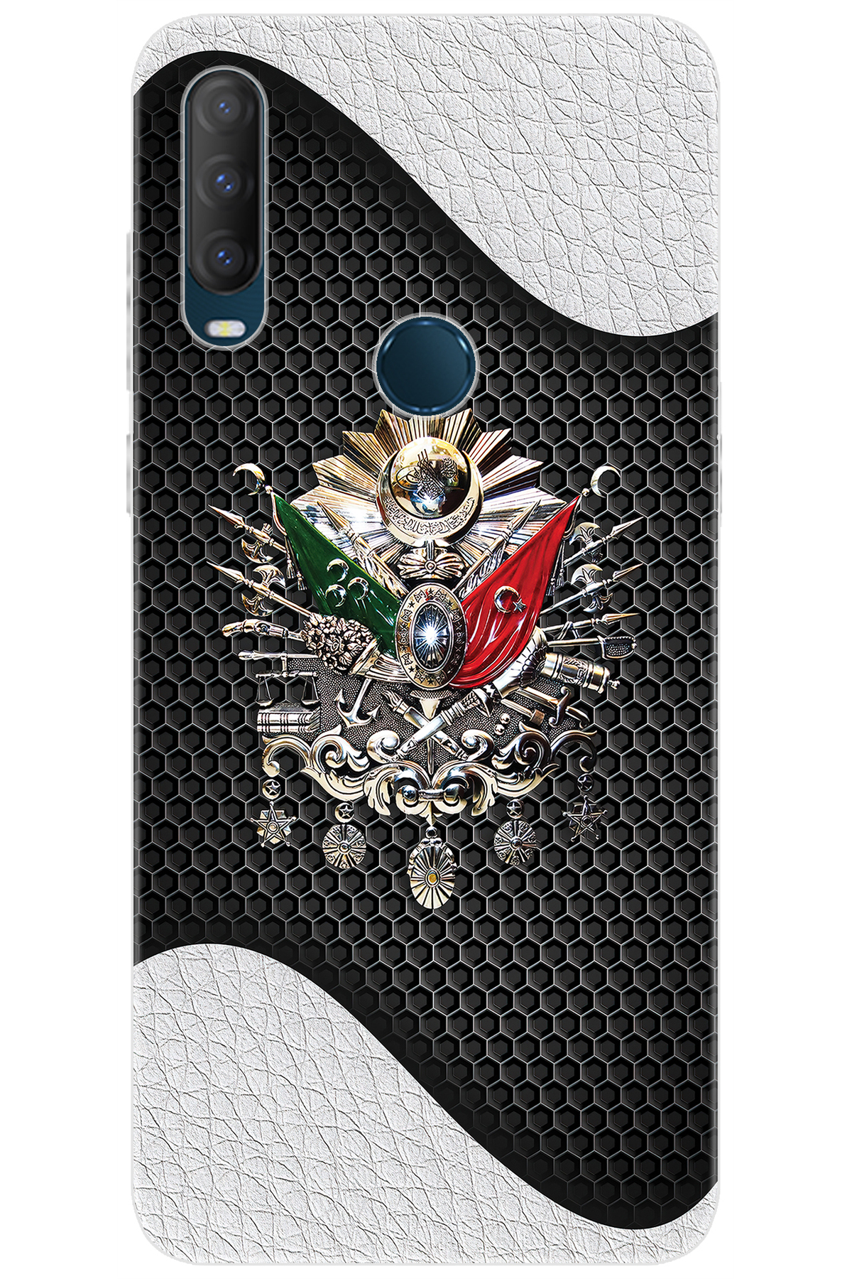 Alcatel 1S 2020 (5028D) Compatible Sheath Pattern Printed Silicone Ottoman Tughra Design NGO:415 CP-i30hdVX