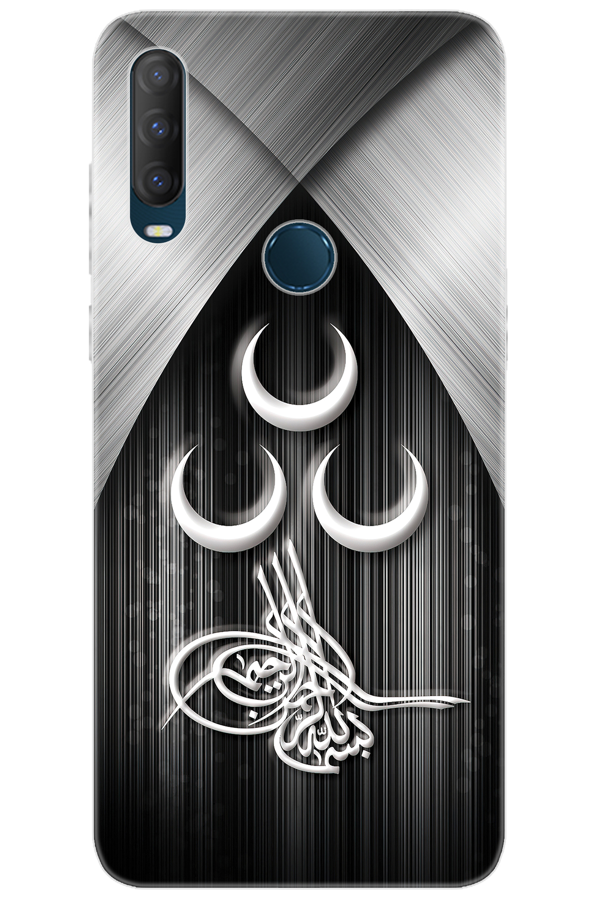 Alcatel 1S 2020 (5028D) Compatible Sheath Pattern Printed Silicone Three Crescent Tughra Design NGO:417 CP-gjhpsXL