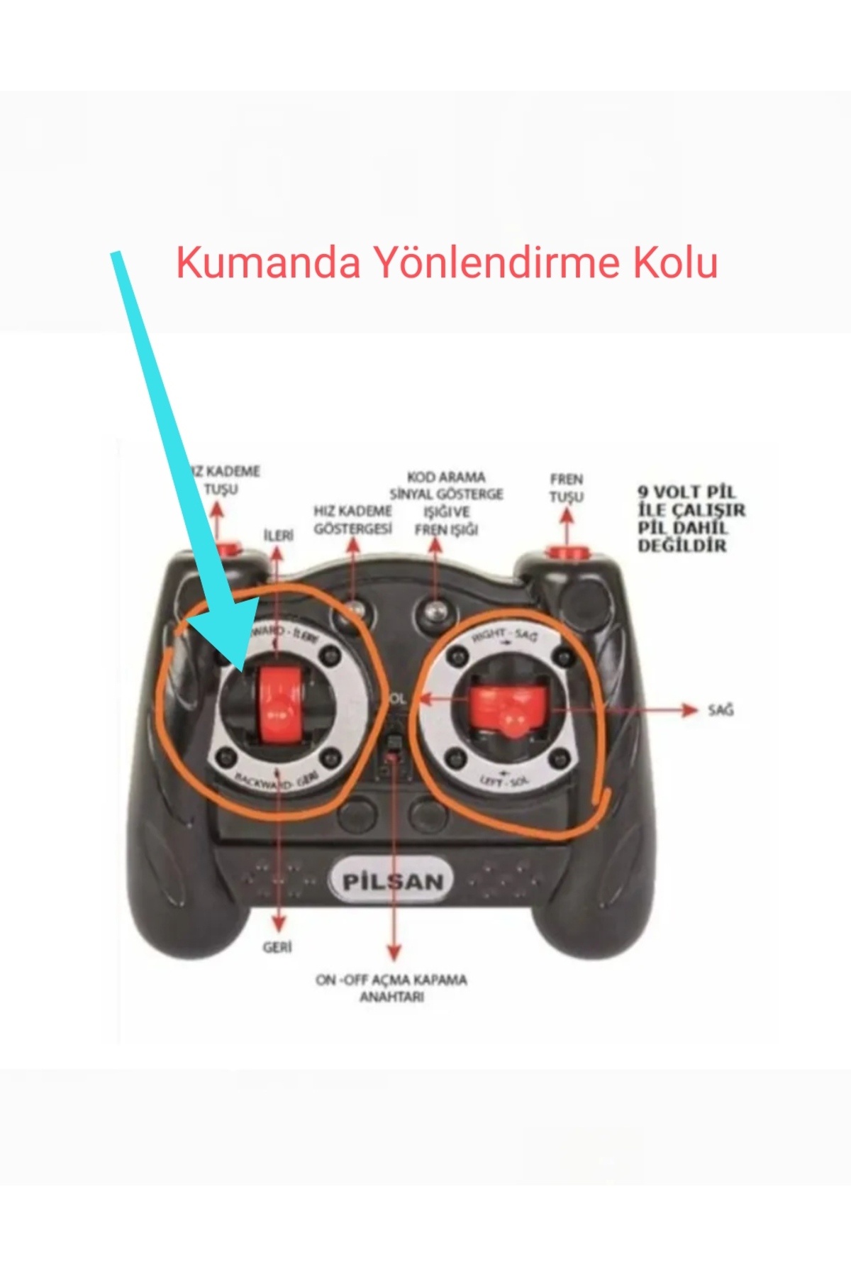Akülü 2.4 Ghz Uzaktan Kumanda Için Yönlendirme Kolu/ Joystick Kolu Kırmızı /sarı ( 1 Adet) 3