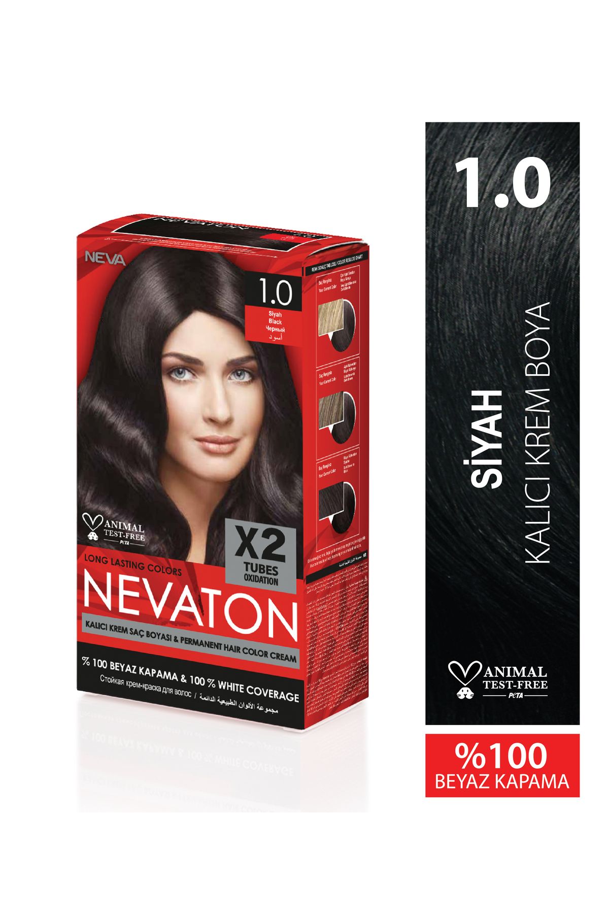 Набор перманентной крем-краски для волос Nevaton 1.0 BLACK (X2) OTR04 NEVATON 1.0