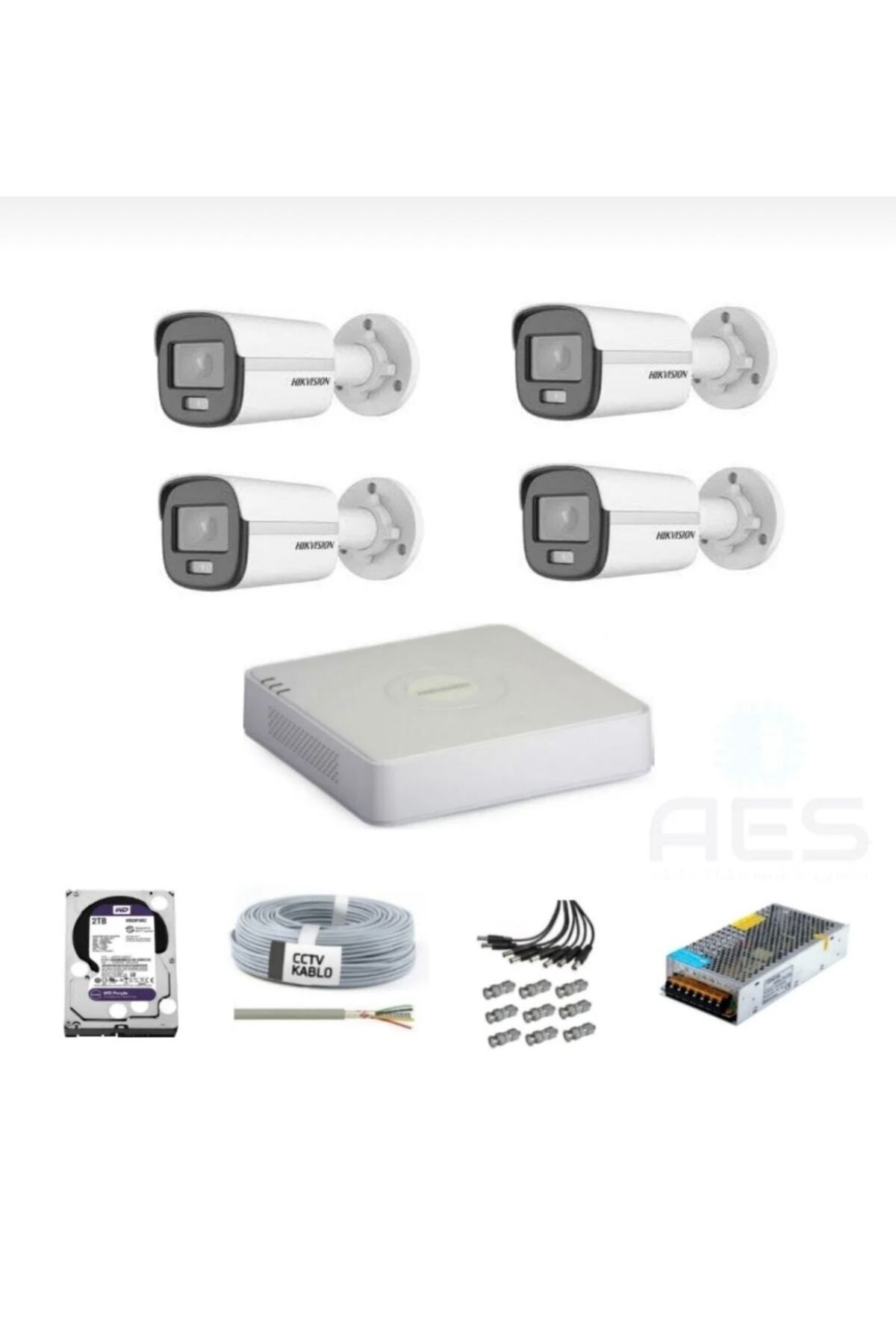 Hikvision 4 Kameralı Colorvu Gece Karanlıkta Renkli Hazır Set 500GB