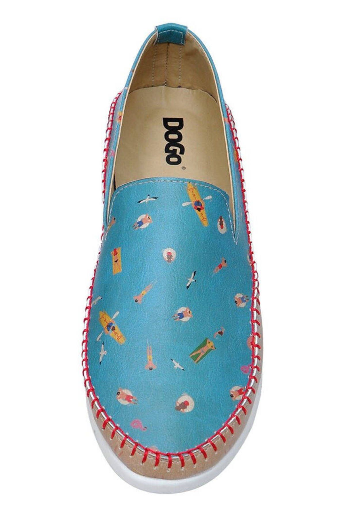 Dogo-Women's Vegan Leather Blue Casual Shoes - Beach Design 5